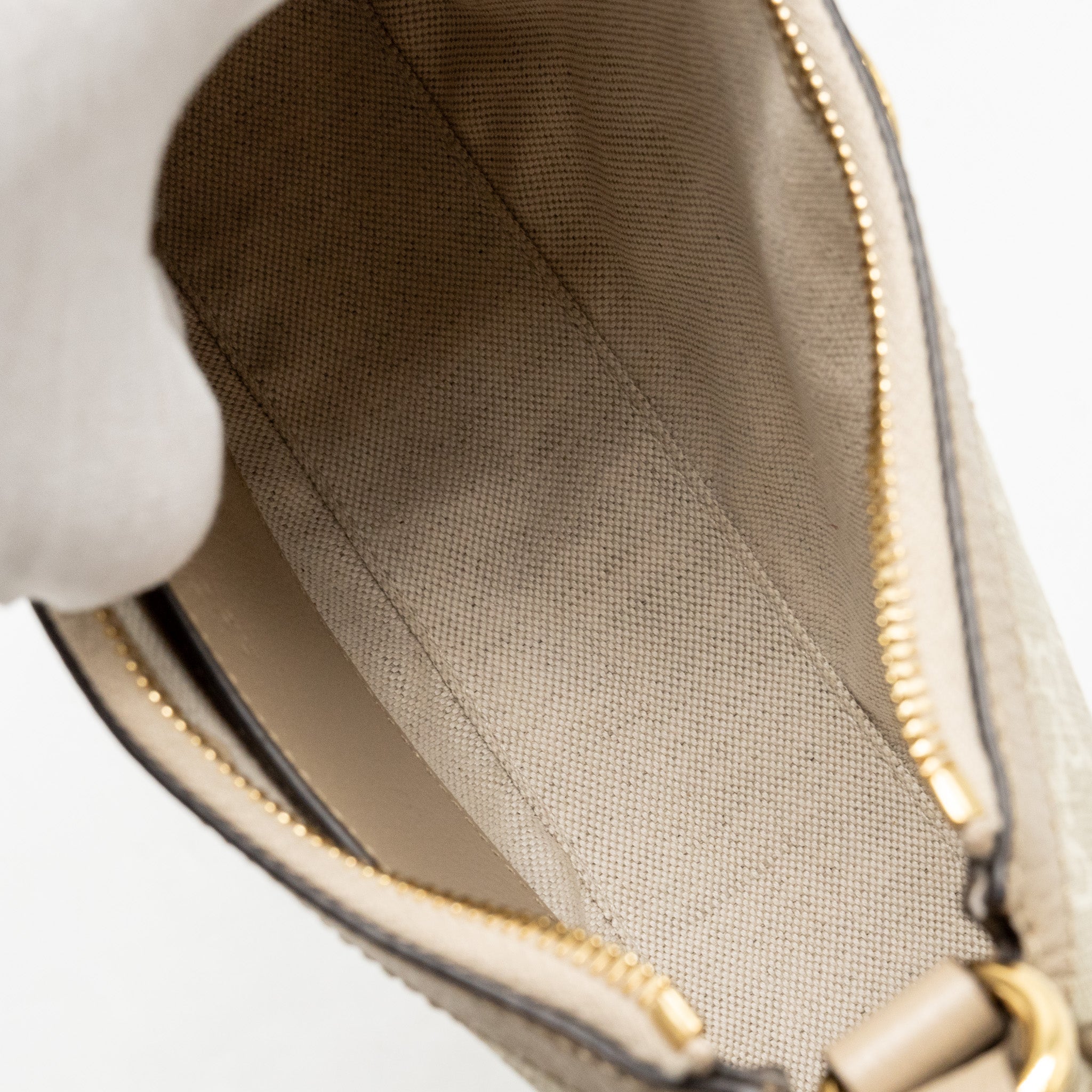 GUCCI OPHIDIA SMALL SHOULDER BAG GG SUPREME CANVAS BEIGE / WHITE GHW