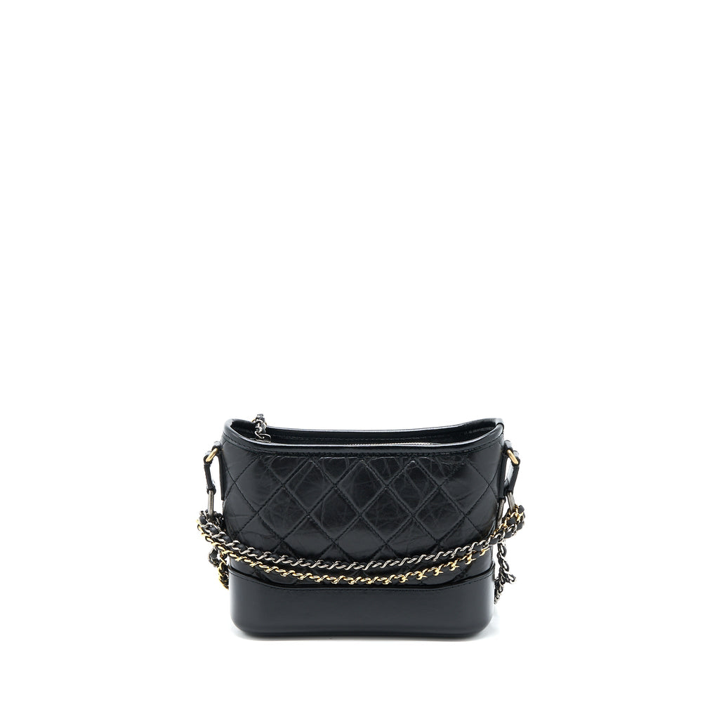 CHANEL SMALL GABRIELLE HOBO BAG AGED CALFSKIN BLACK MULTICOLOUR HARDWARE