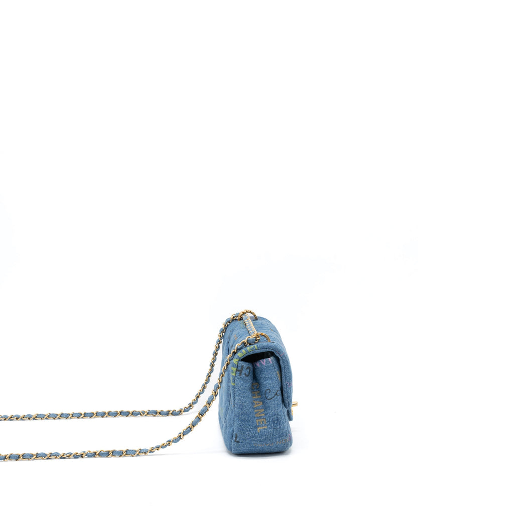 CHANEL 22P BLUE DENIM FLAP BAG DENIM BLUE BRUSHED GHW (MICROCHIP)