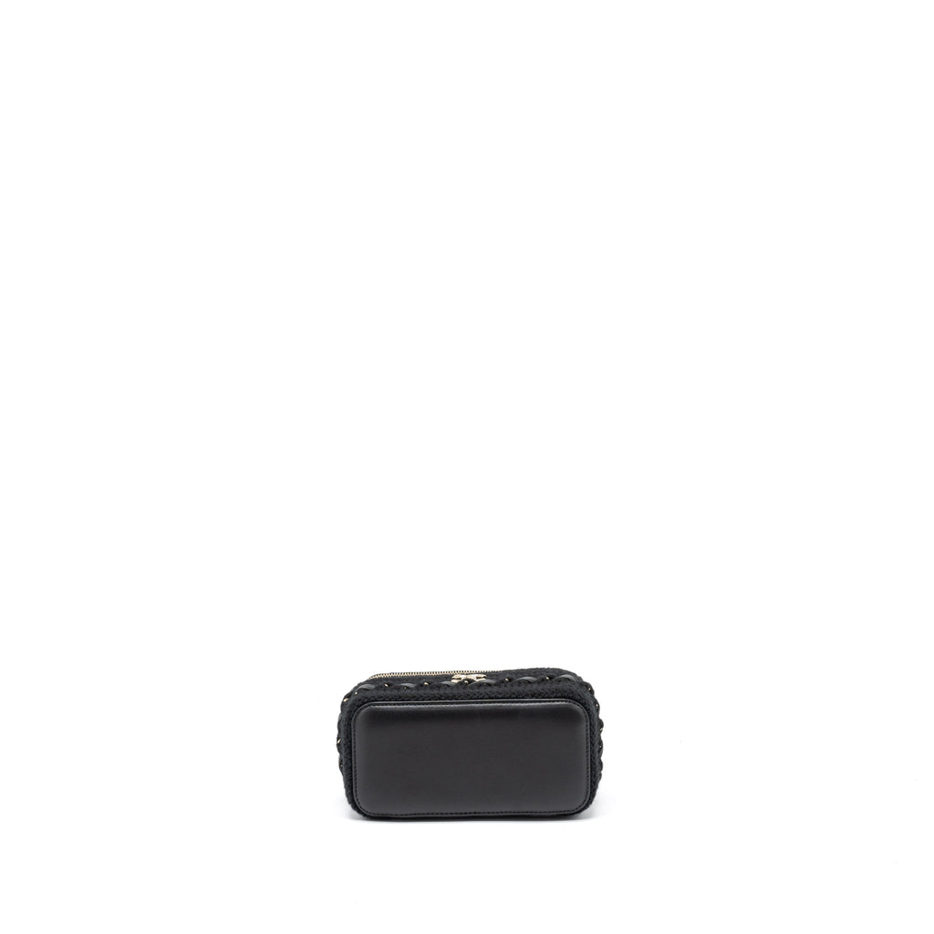 CHANEL LONG VANITY WITH GIANT CHAIN TWEED/LAMBSKIN BLACK LGHW