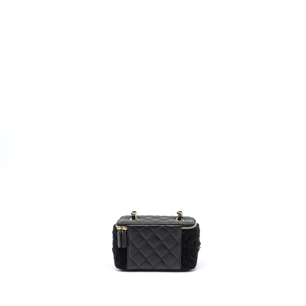 CHANEL LONG VANITY WITH GIANT CHAIN TWEED/LAMBSKIN BLACK LGHW