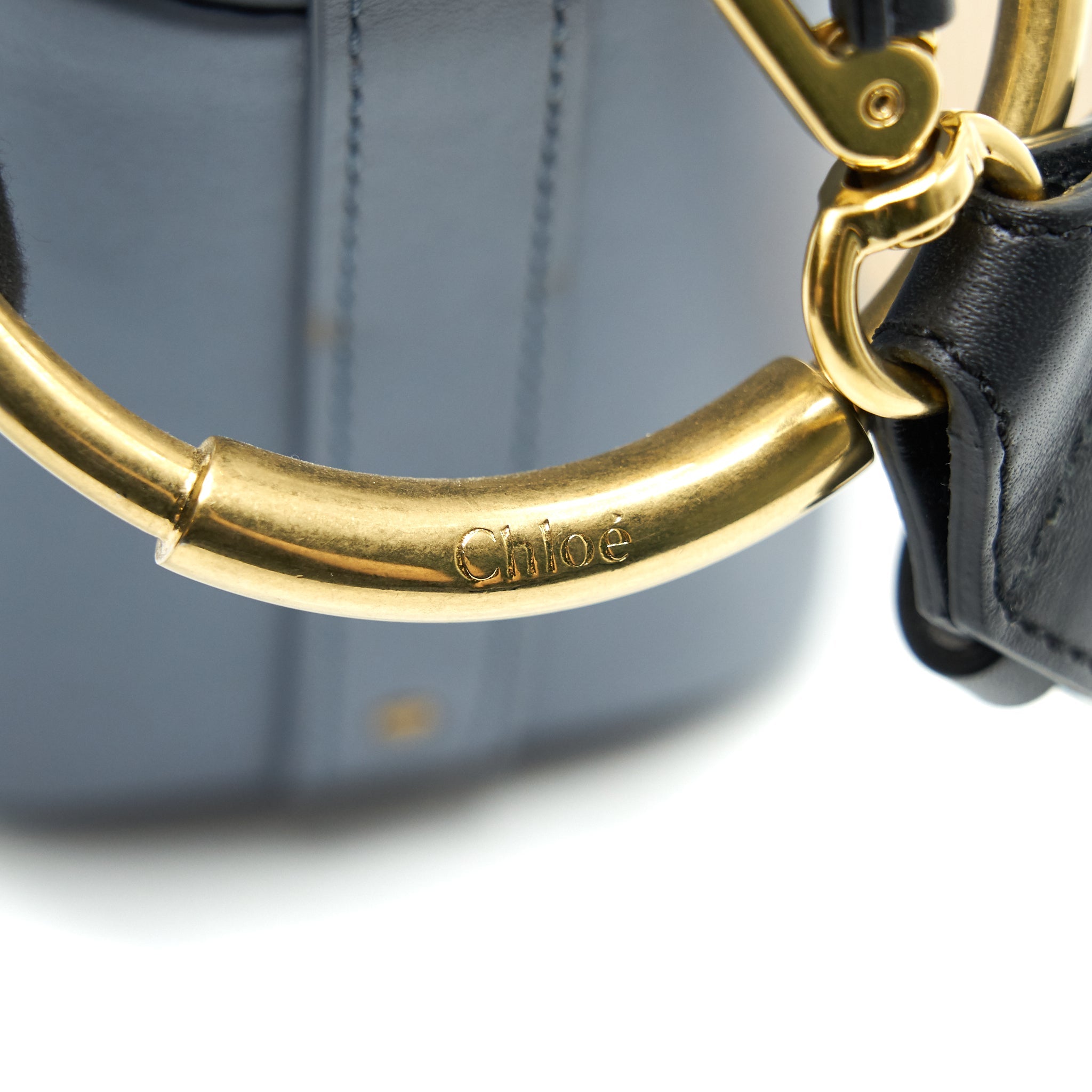 CHLOE ROY BUCKET LEATHER CROSS BODY BAG LIGHT BLUE
