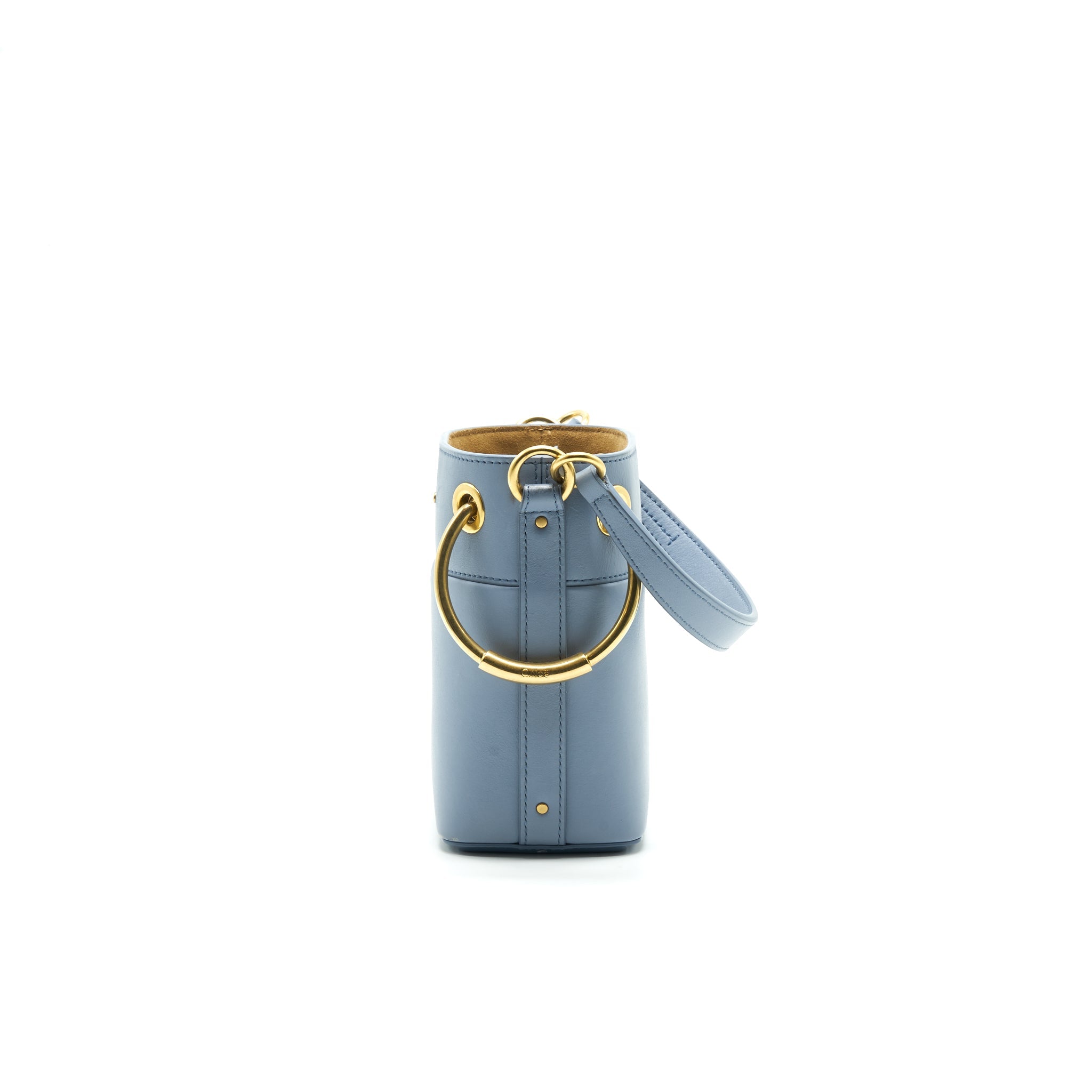 CHLOE ROY BUCKET LEATHER CROSS BODY BAG LIGHT BLUE