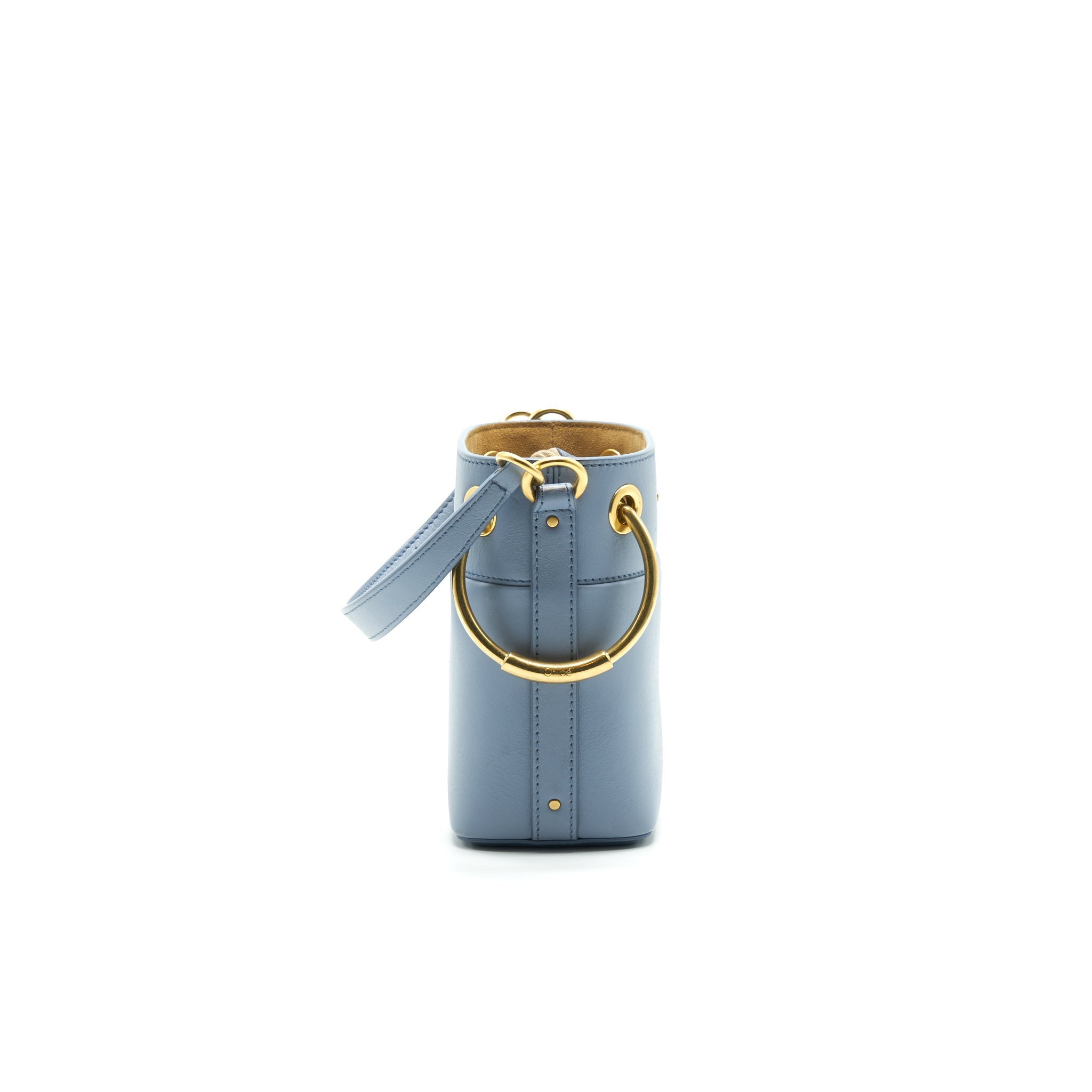 CHLOE ROY BUCKET LEATHER CROSS BODY BAG LIGHT BLUE