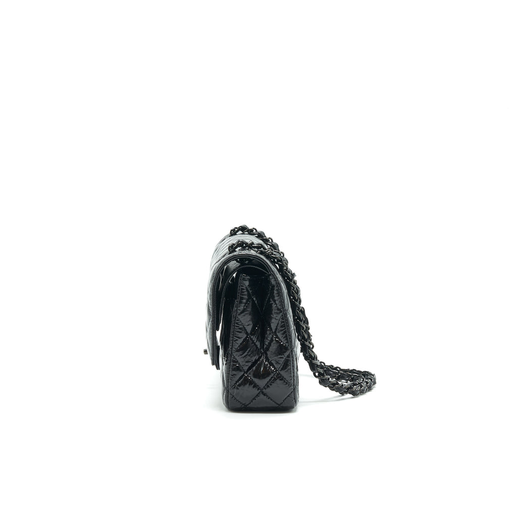 CHANEL MEDIUM CLASSIC DOUBLE FLAP BAG SHINY CRUMPLED CALFSKIN