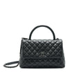 CHANEL COCO HANDLE SMALL FLAP BAG GRAINED CALFSKIN & BLACK METAL