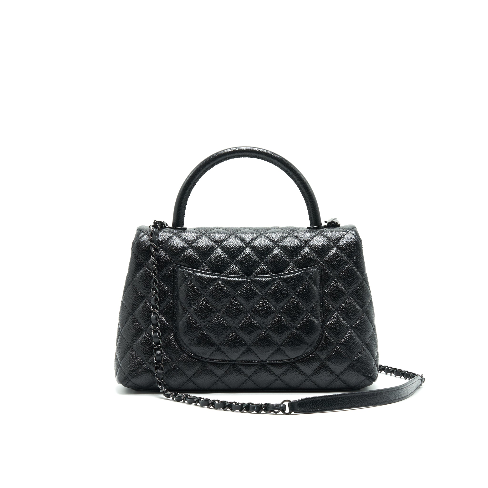 CHANEL COCO HANDLE SMALL FLAP BAG GRAINED CALFSKIN & BLACK METAL