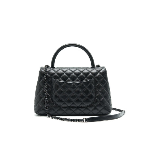 CHANEL COCO HANDLE SMALL FLAP BAG GRAINED CALFSKIN & BLACK METAL