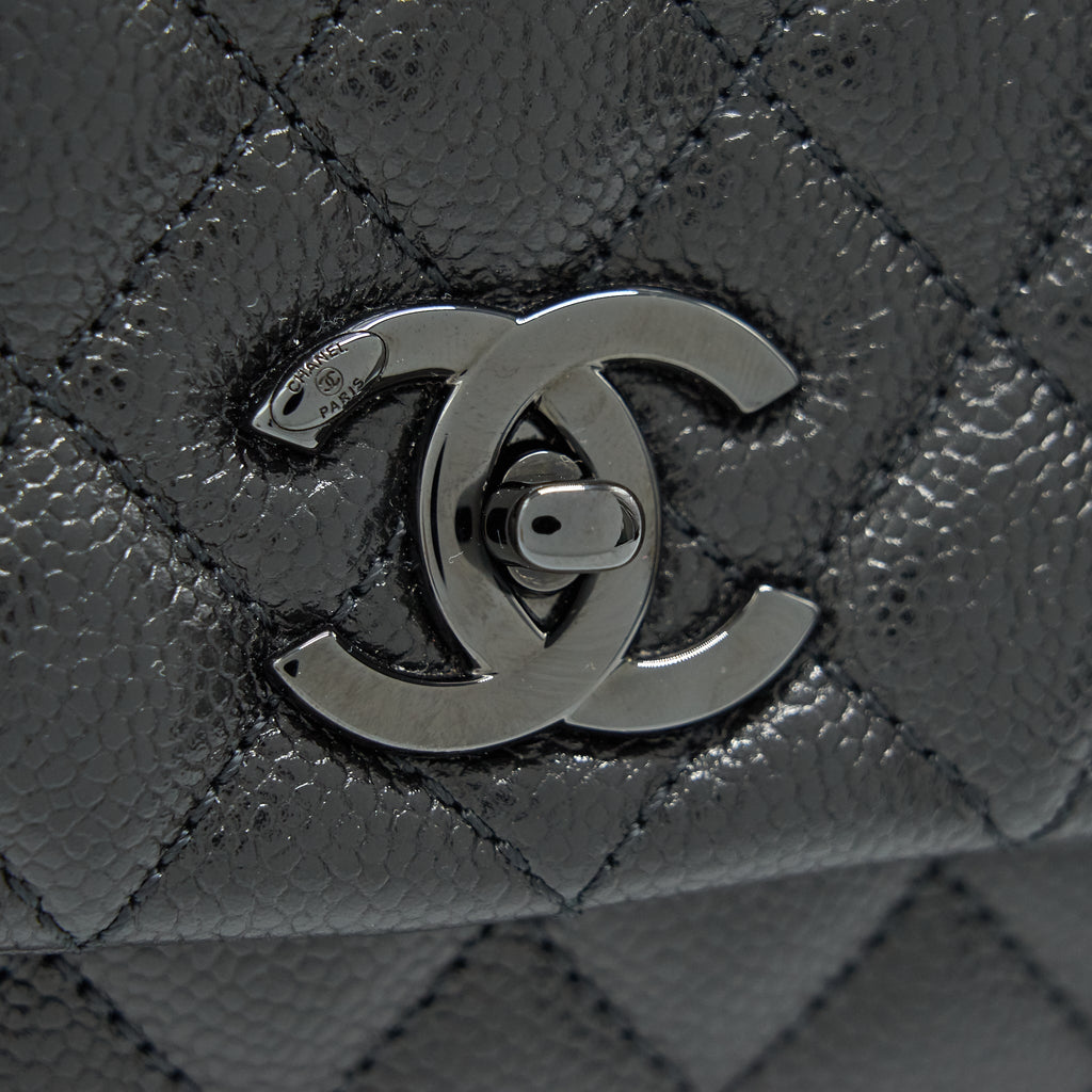 CHANEL COCO HANDLE SMALL FLAP BAG GRAINED CALFSKIN & BLACK METAL
