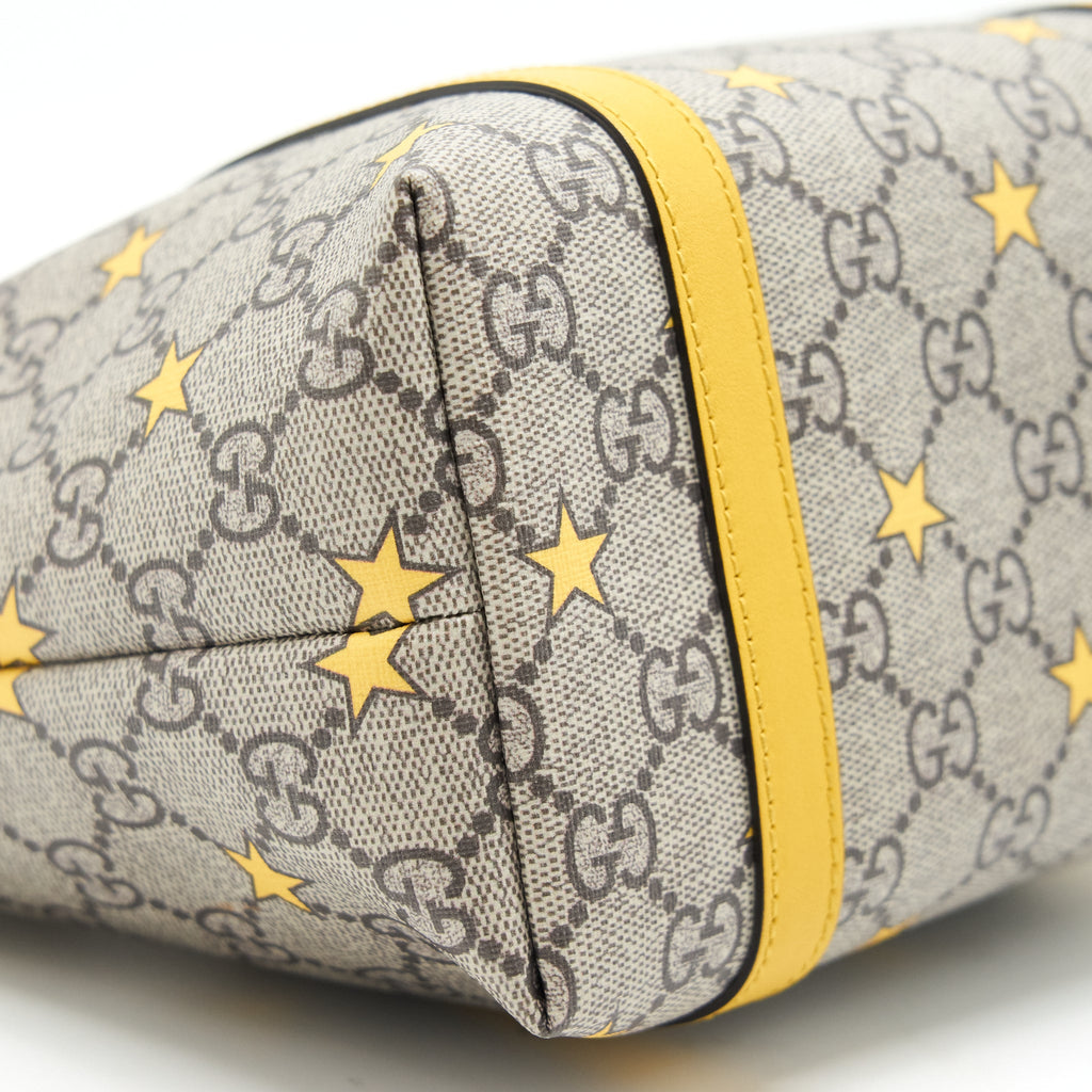 GUCCI KID'S GG SUPREME TOTE BAG YELLOW STAR