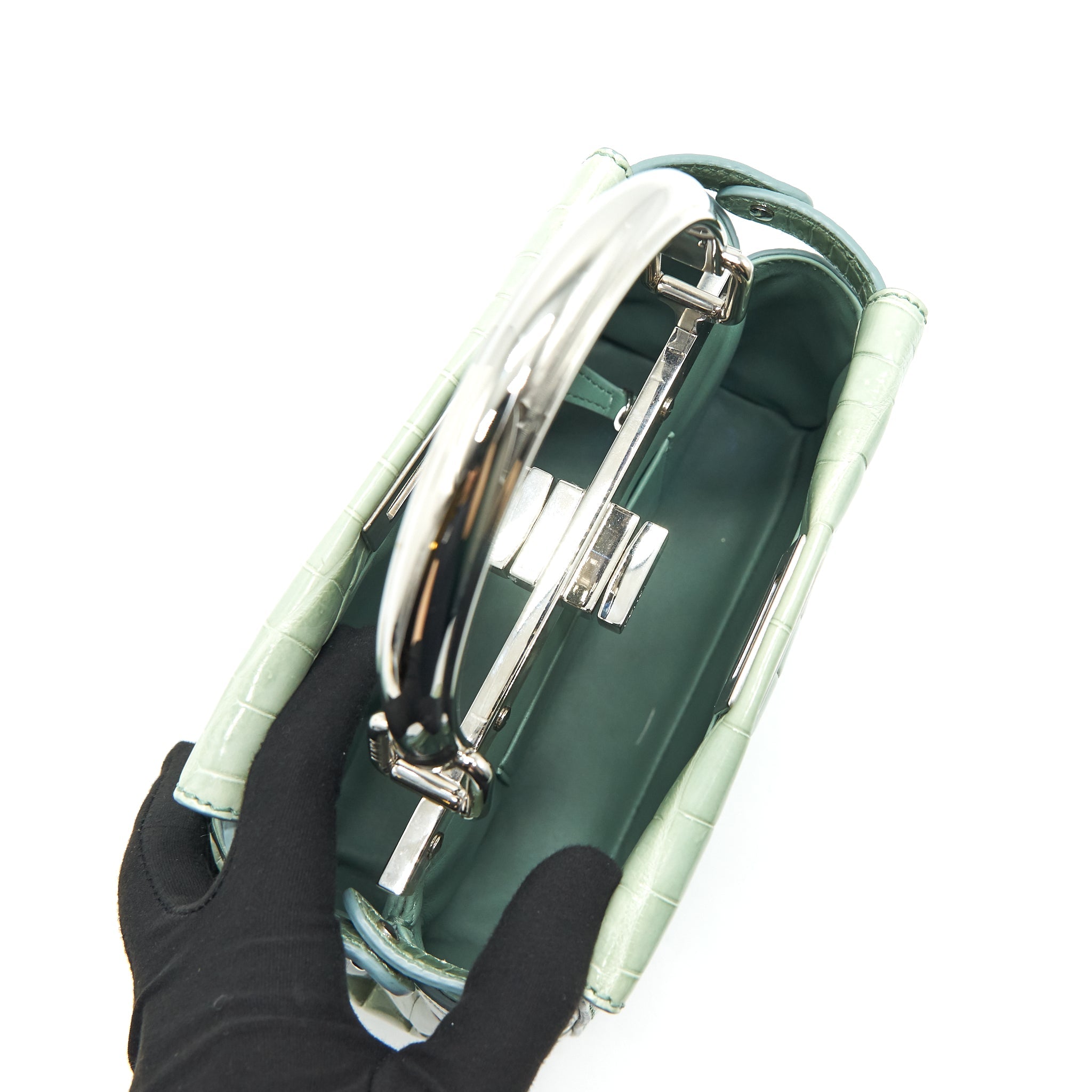 FENDI CROCODILE PEEKABOO ICONIC MINI MINT GREEN