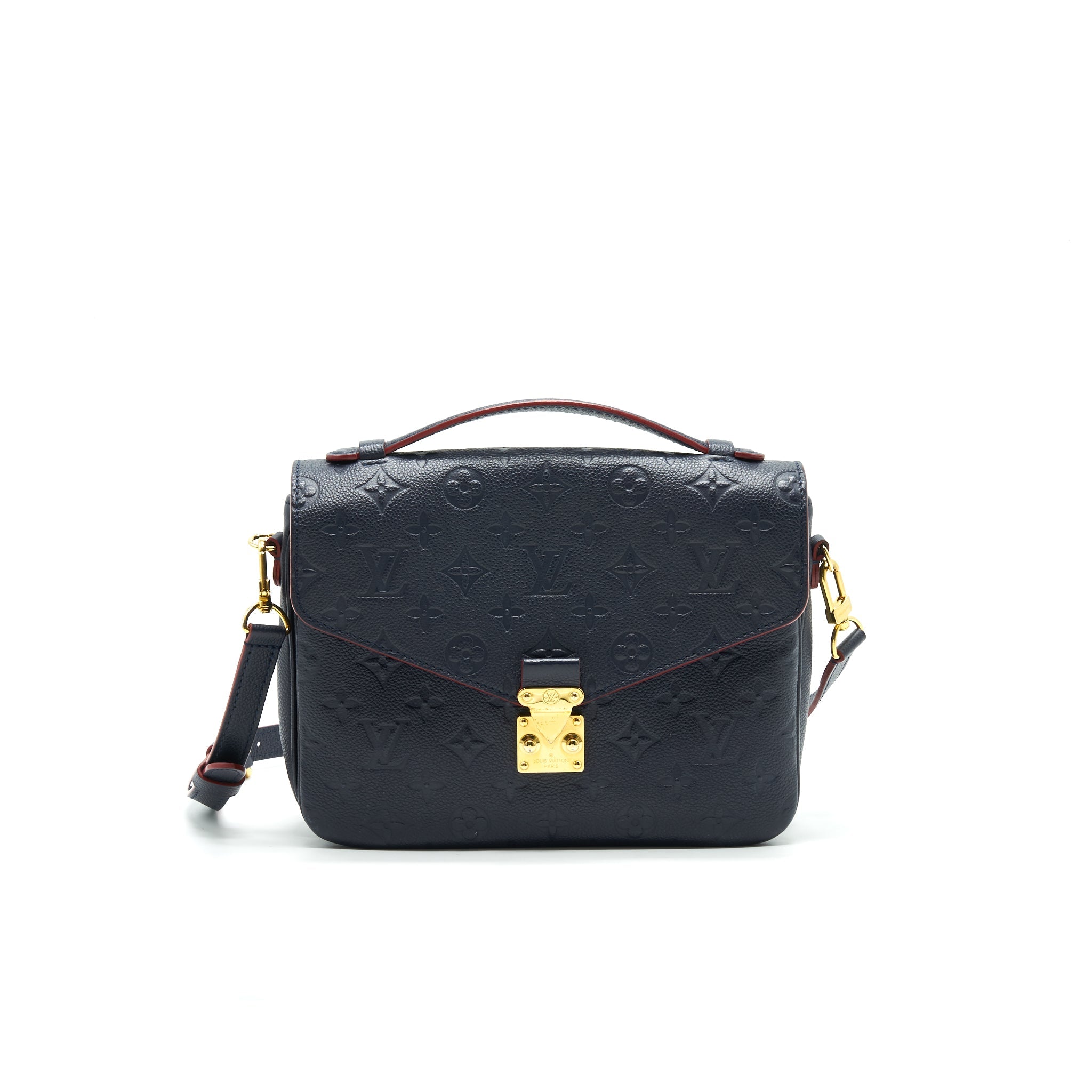 LOUIS VUITTON POCHETTE METIS MONOGRAM EMPREINTE LEATHER MARINE ROUGE