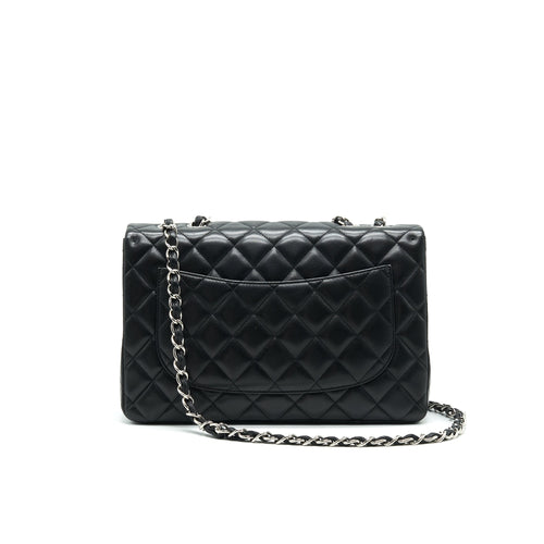 CHANEL SINGLE FLAP JUMBO BAG LAMBSKIN BLACK SHW