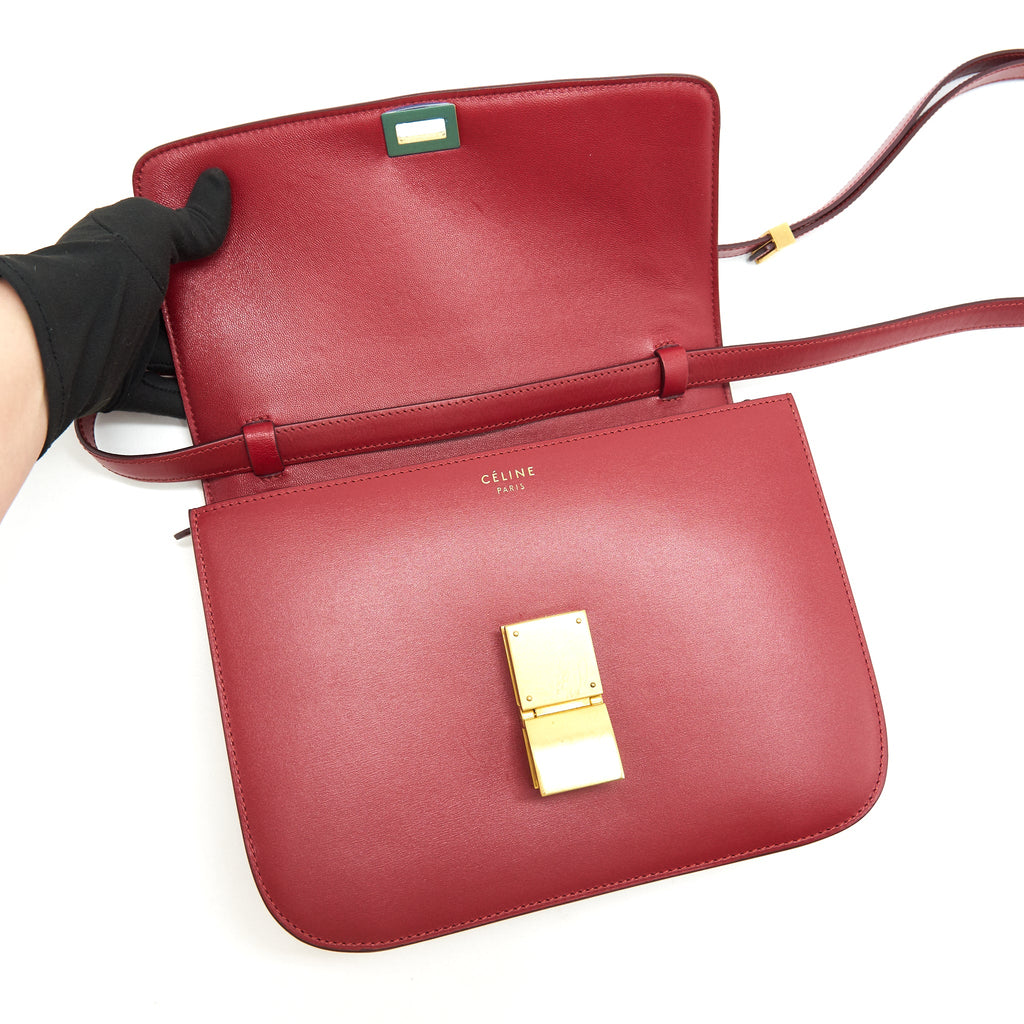 CELINE MEDIUM CLASSIC BOX BAG CALFSKIN RED