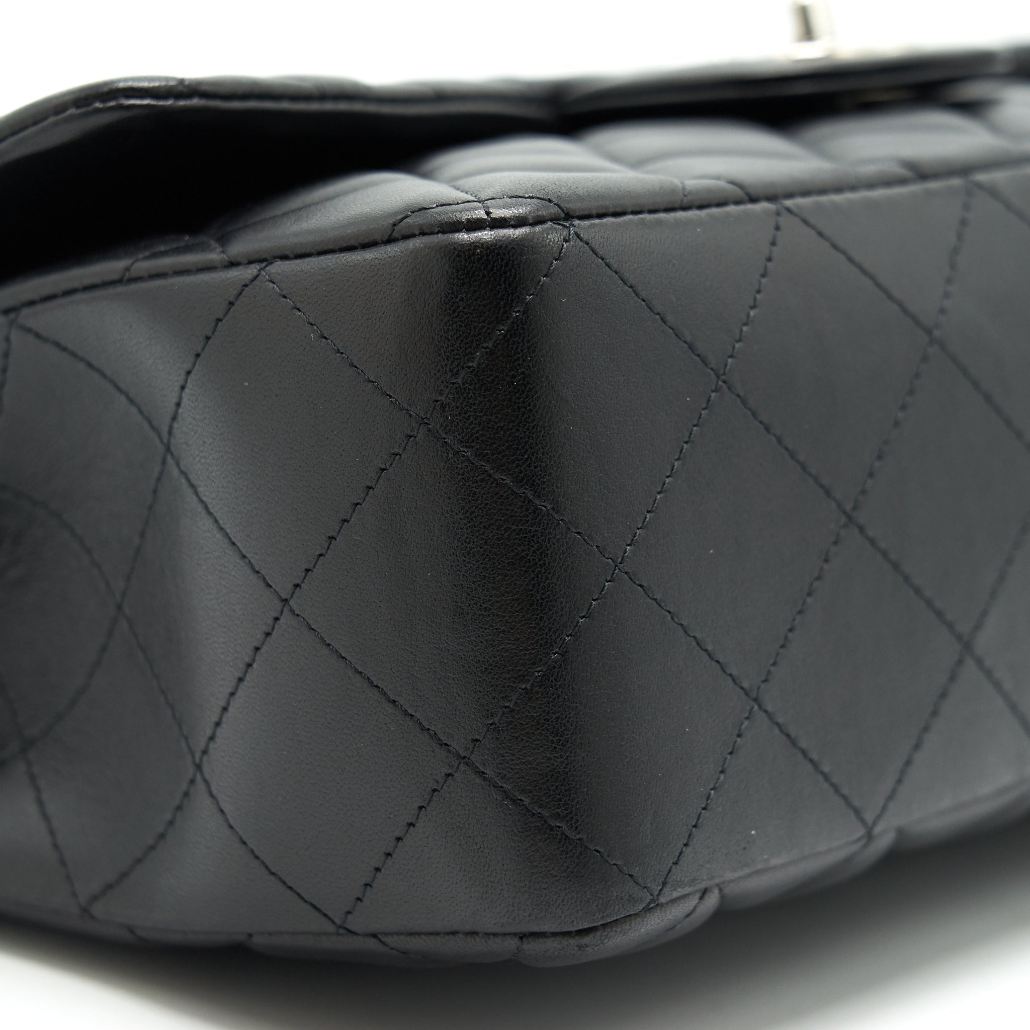 CHANEL SINGLE FLAP JUMBO BAG LAMBSKIN BLACK SHW