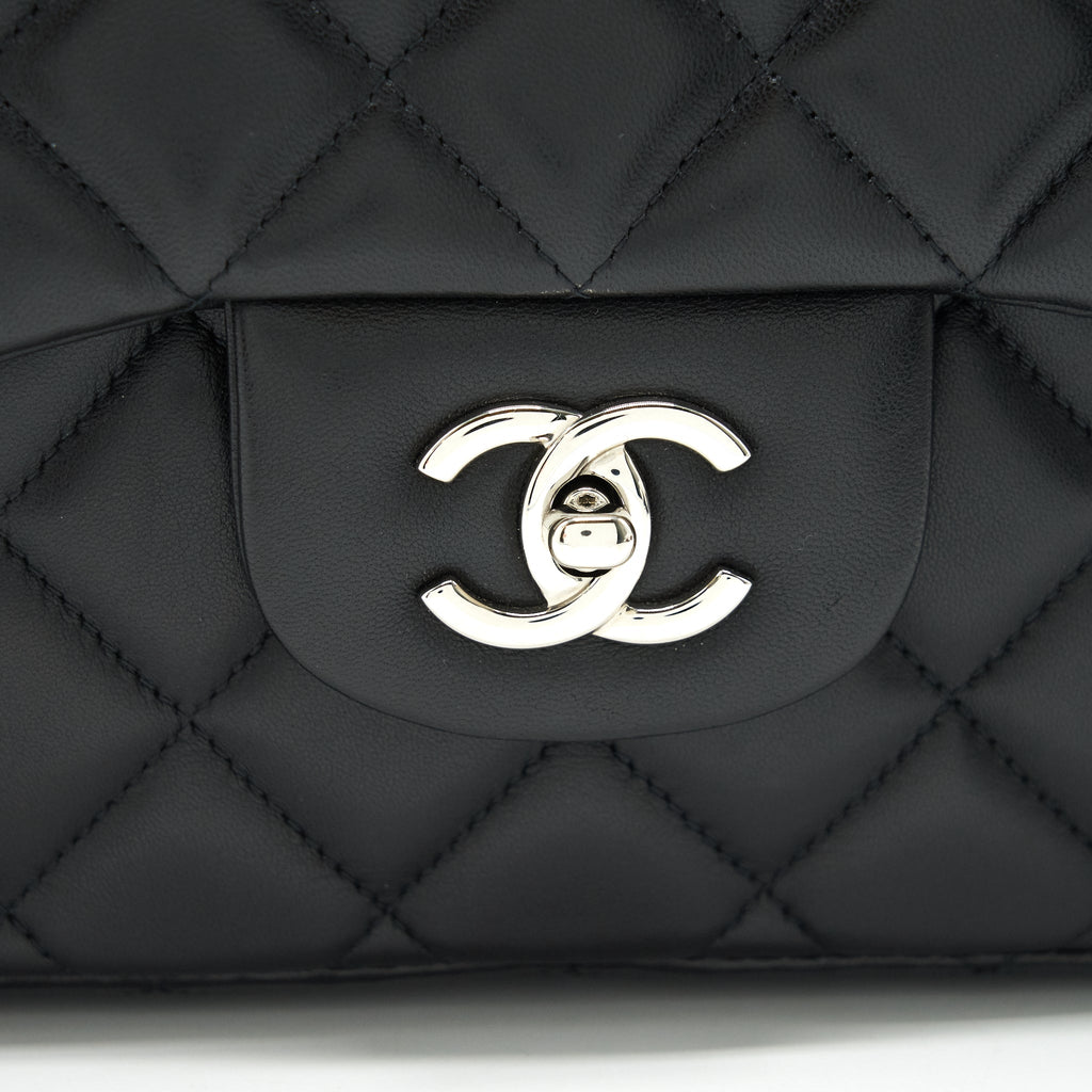 CHANEL SINGLE FLAP JUMBO BAG LAMBSKIN BLACK SHW