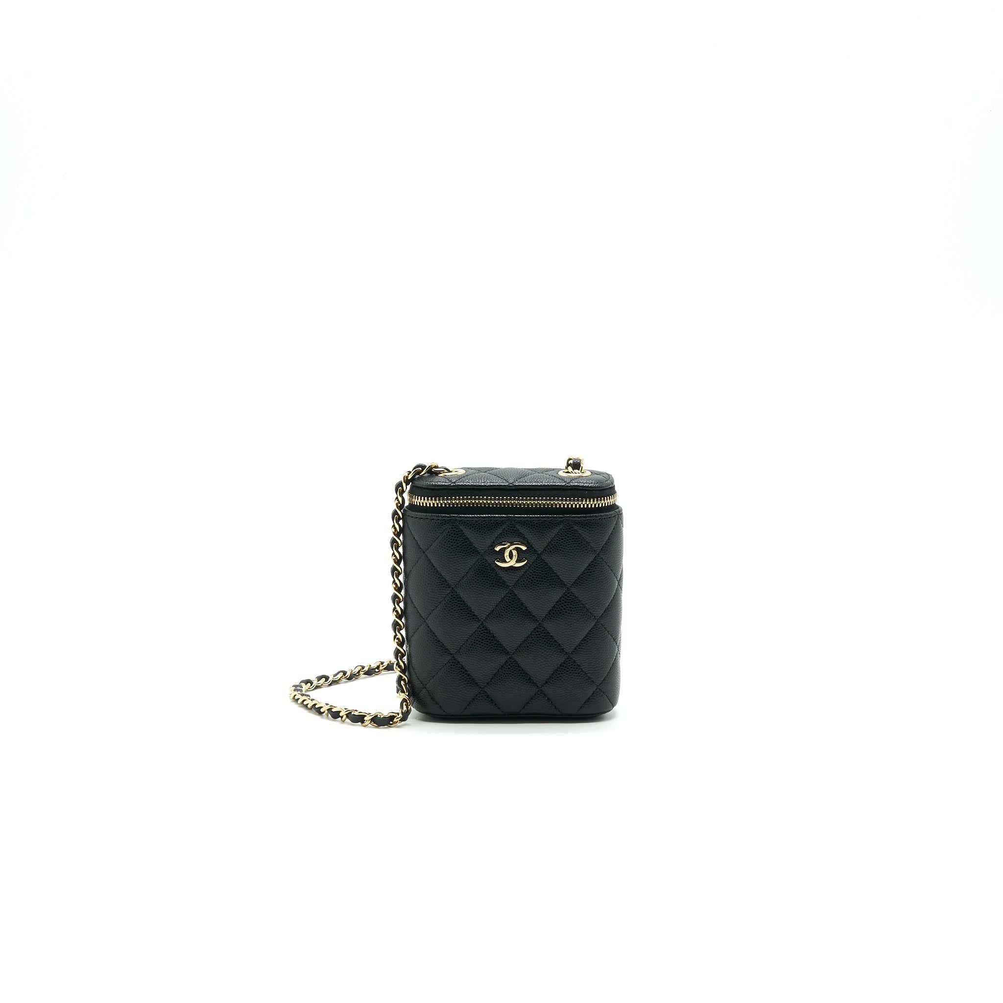 CHANEL LONG VANITY ON CHAIN CAVIAR BLACK LGHW