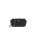 CHANEL DOUBLE ZIP CLUTCH WITH CHAIN LAMBSKIN BLACK SHW