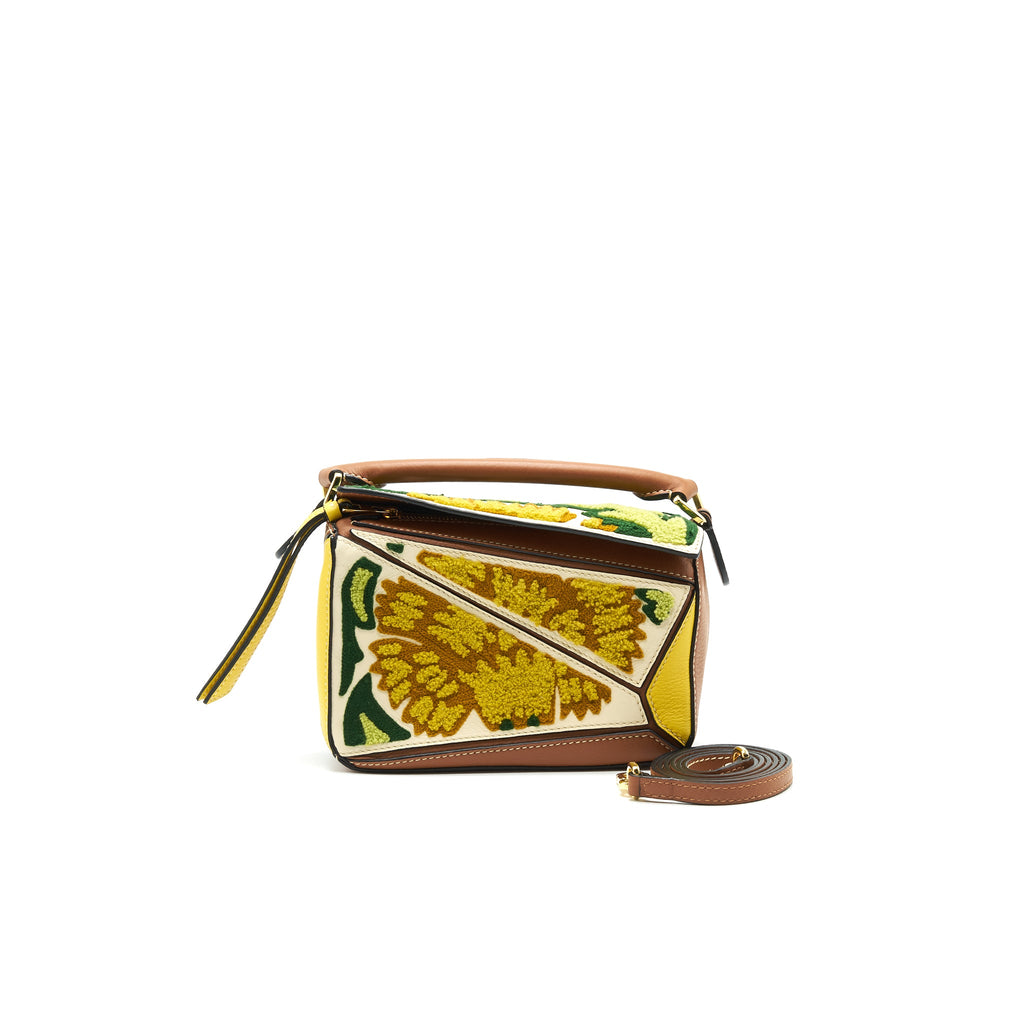 LOEWE MINI PUZZLE BAG KIWI SUEDE