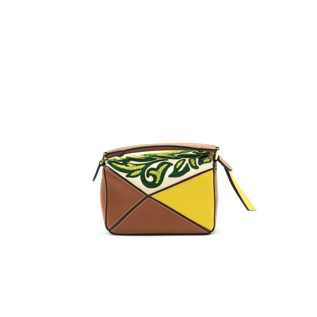 LOEWE MINI PUZZLE BAG KIWI SUEDE