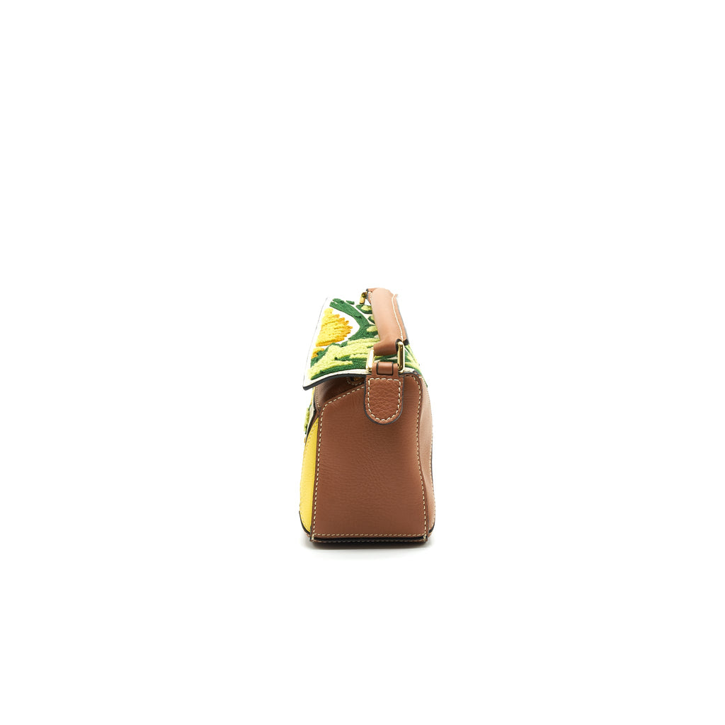 LOEWE MINI PUZZLE BAG KIWI SUEDE