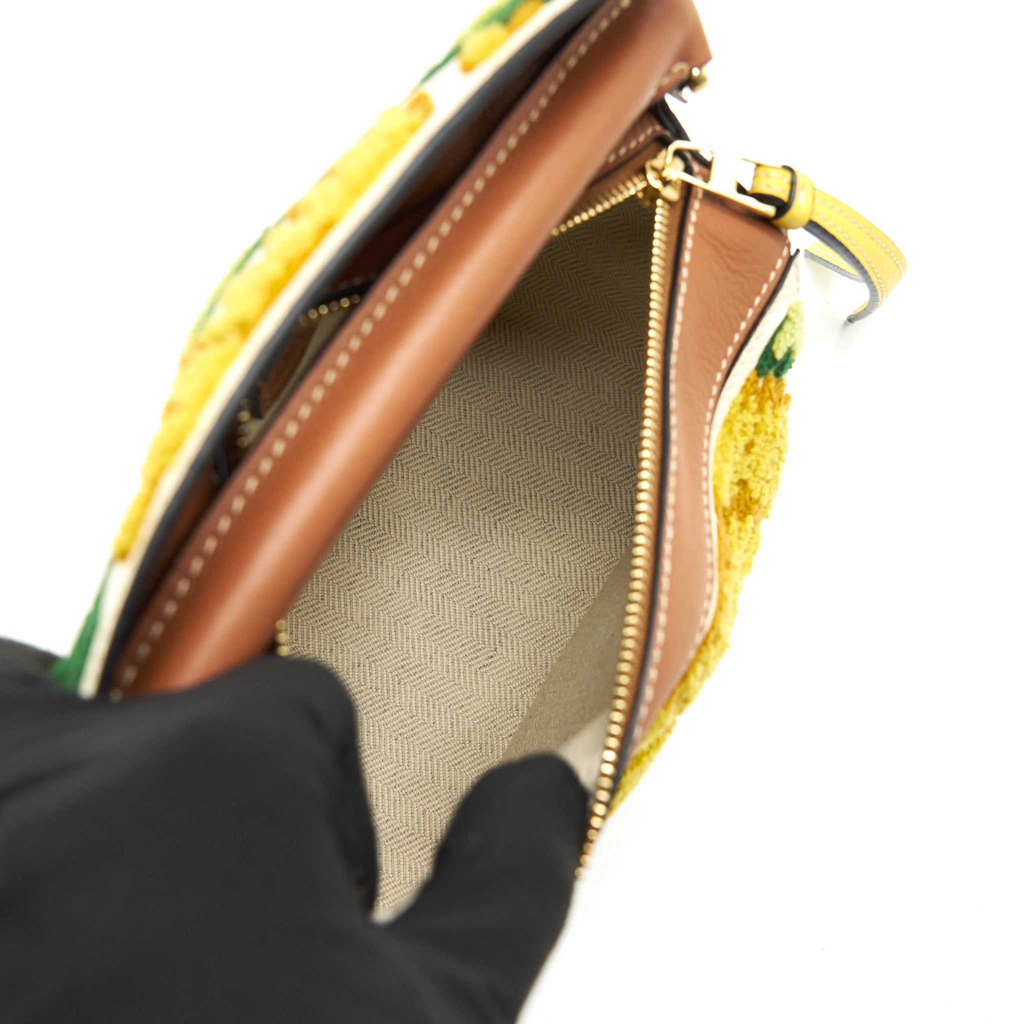 LOEWE MINI PUZZLE BAG KIWI SUEDE