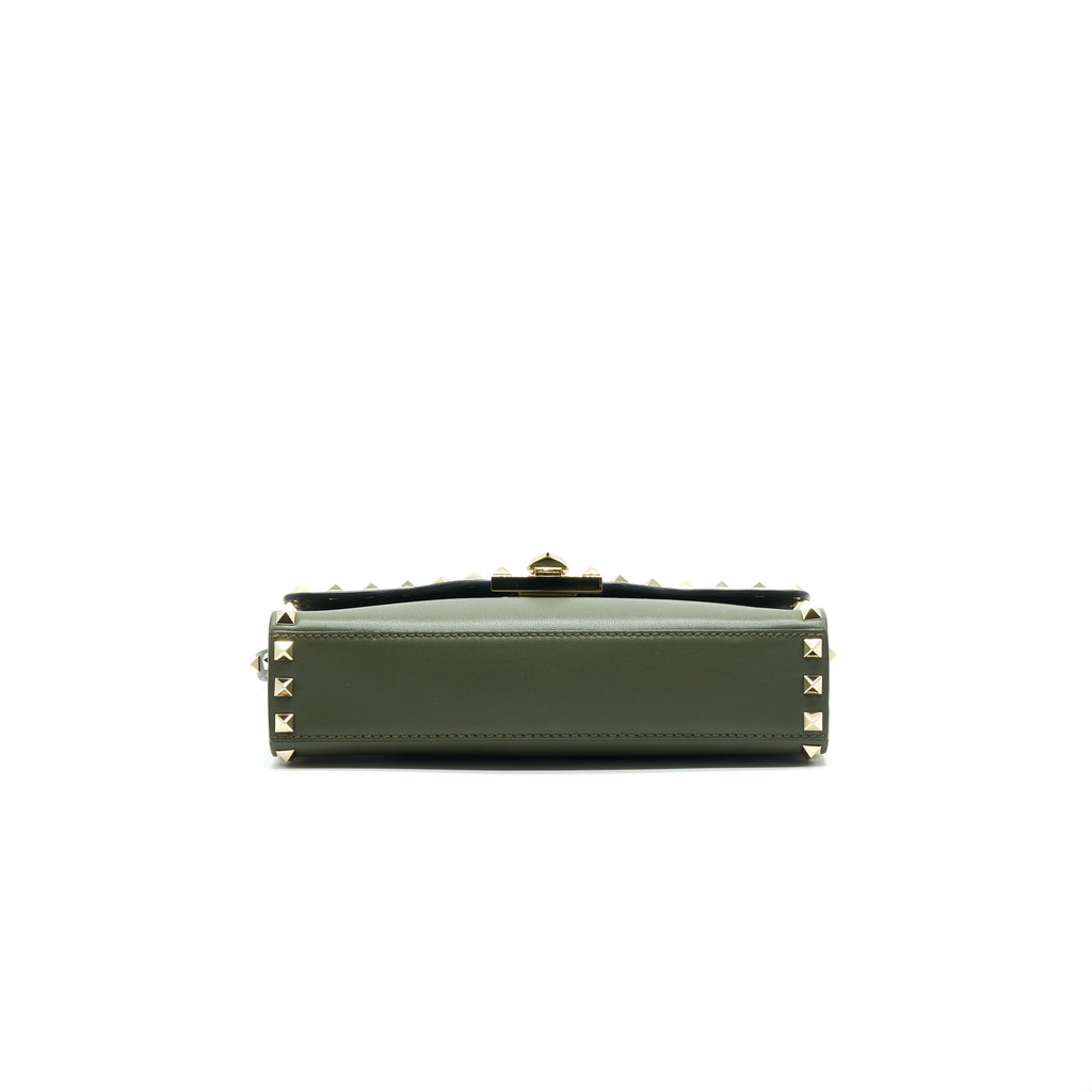VALENTINO SMALL ROCKSTUD CALFSKIN CROSSBODY BAG KHAKI