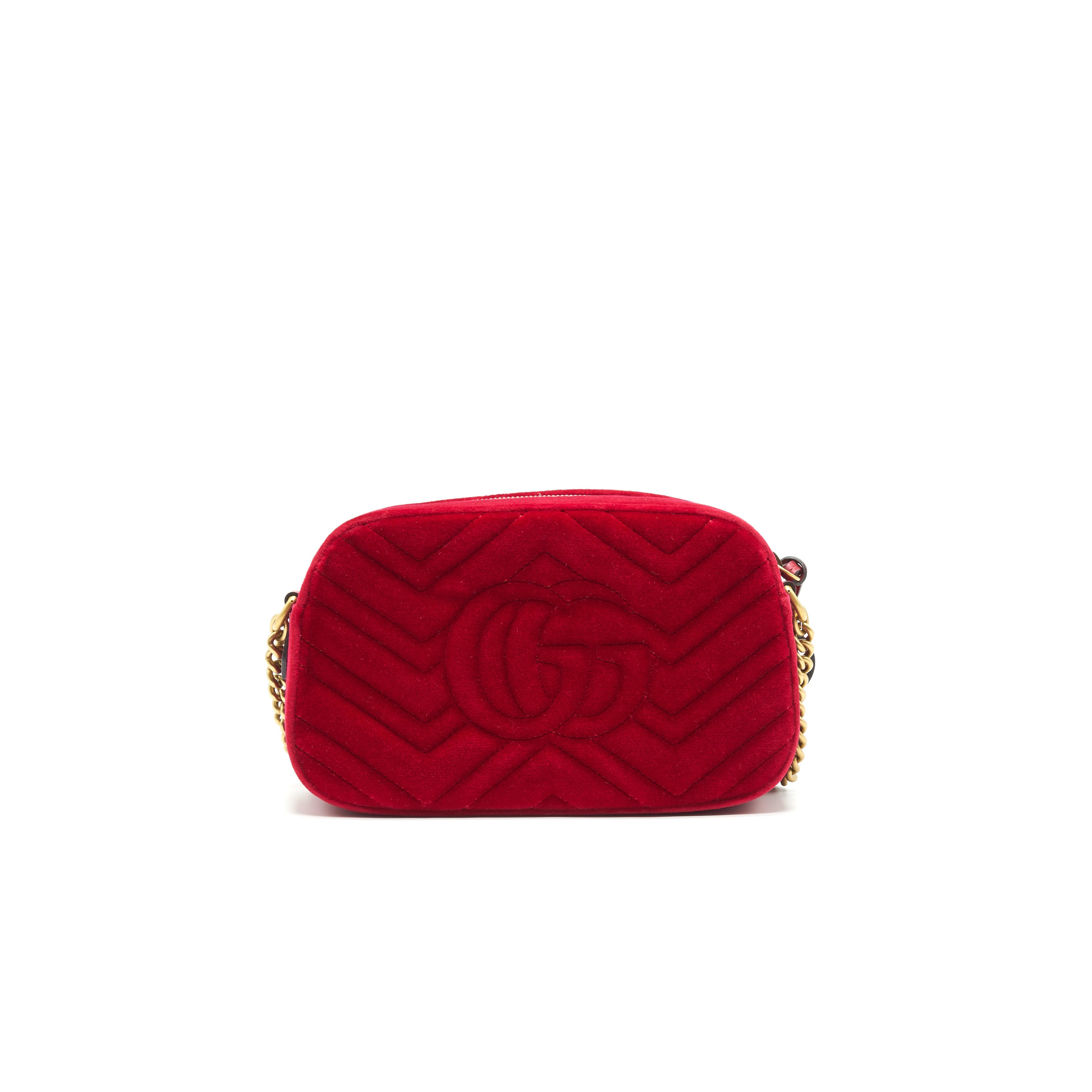 GUCCI MARMONT VALVET CAMERA BAG RED