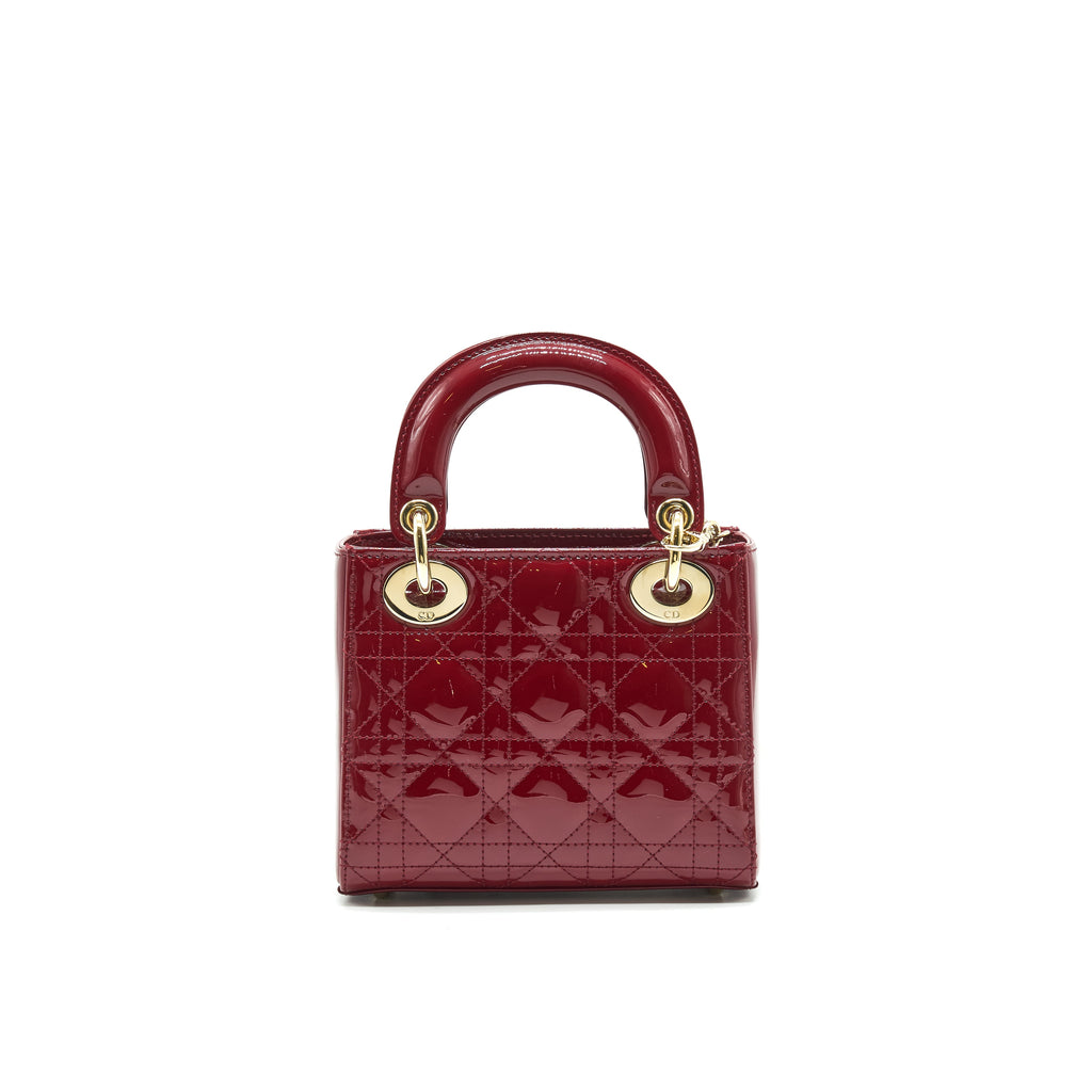 DIOR MINI LADY DIOR PATENT LEATHER RED