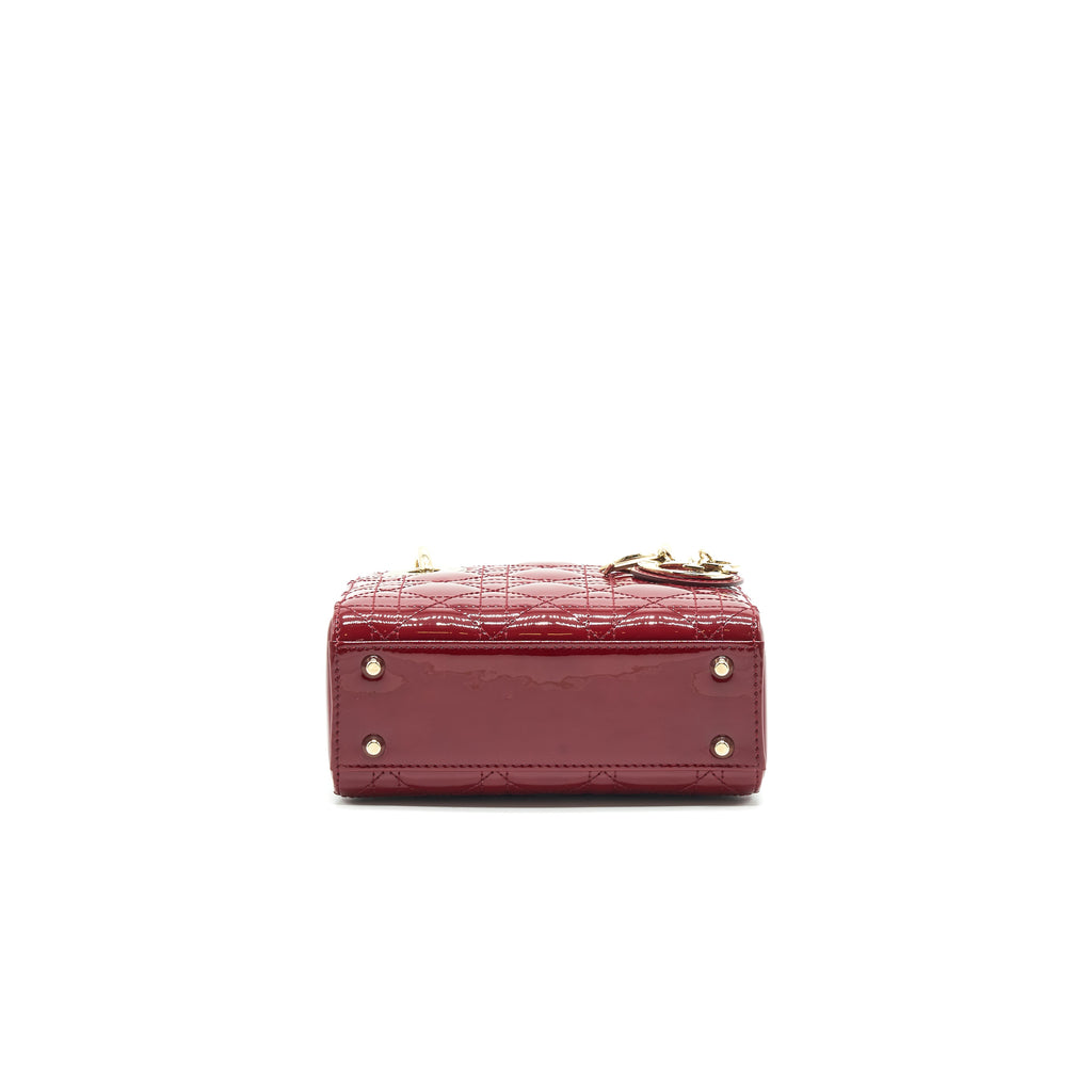 DIOR MINI LADY DIOR PATENT LEATHER RED