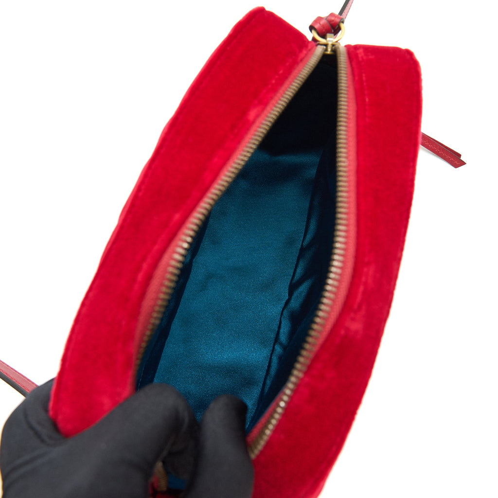 GUCCI MARMONT VALVET CAMERA BAG RED GHW