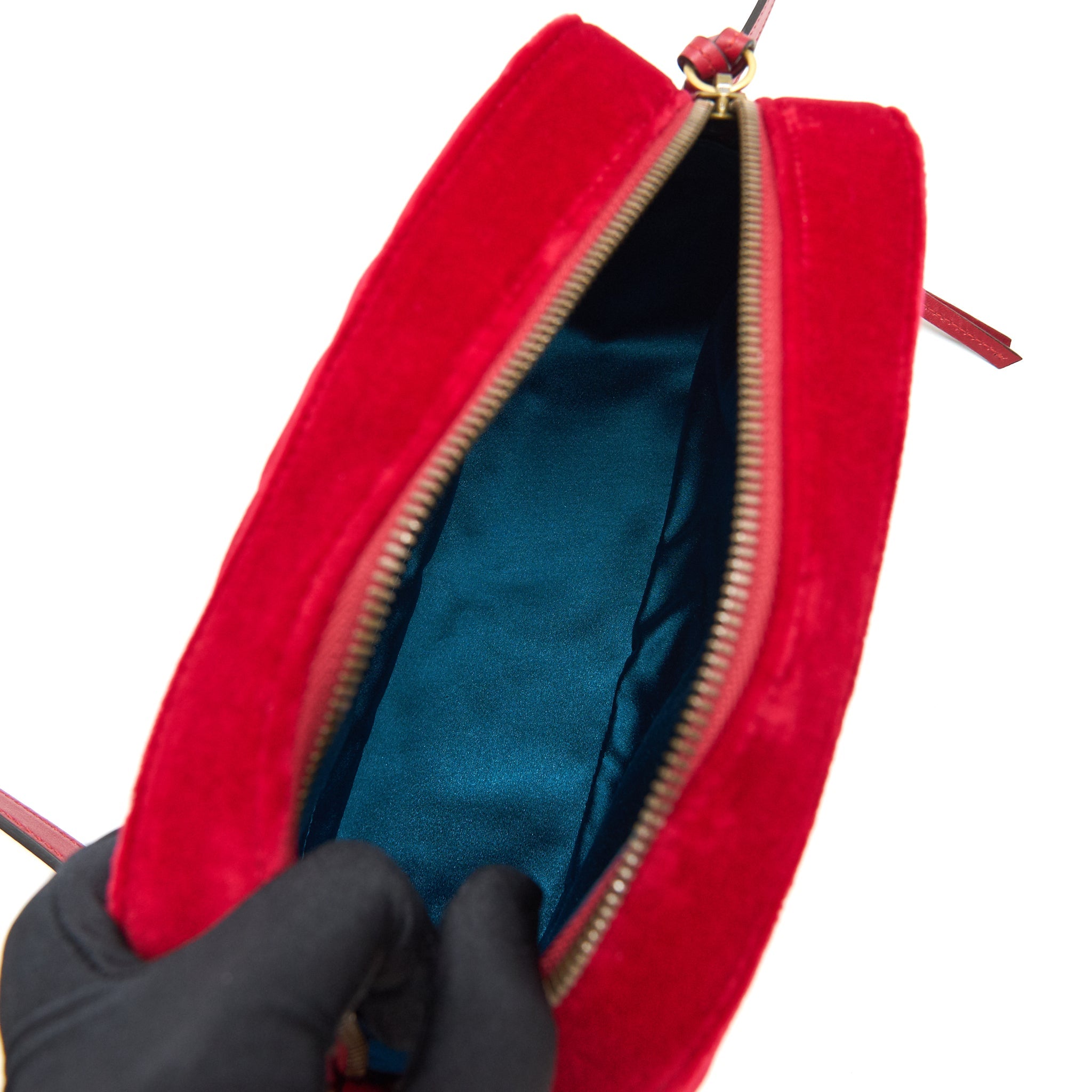 GUCCI MARMONT VALVET CAMERA BAG RED GHW