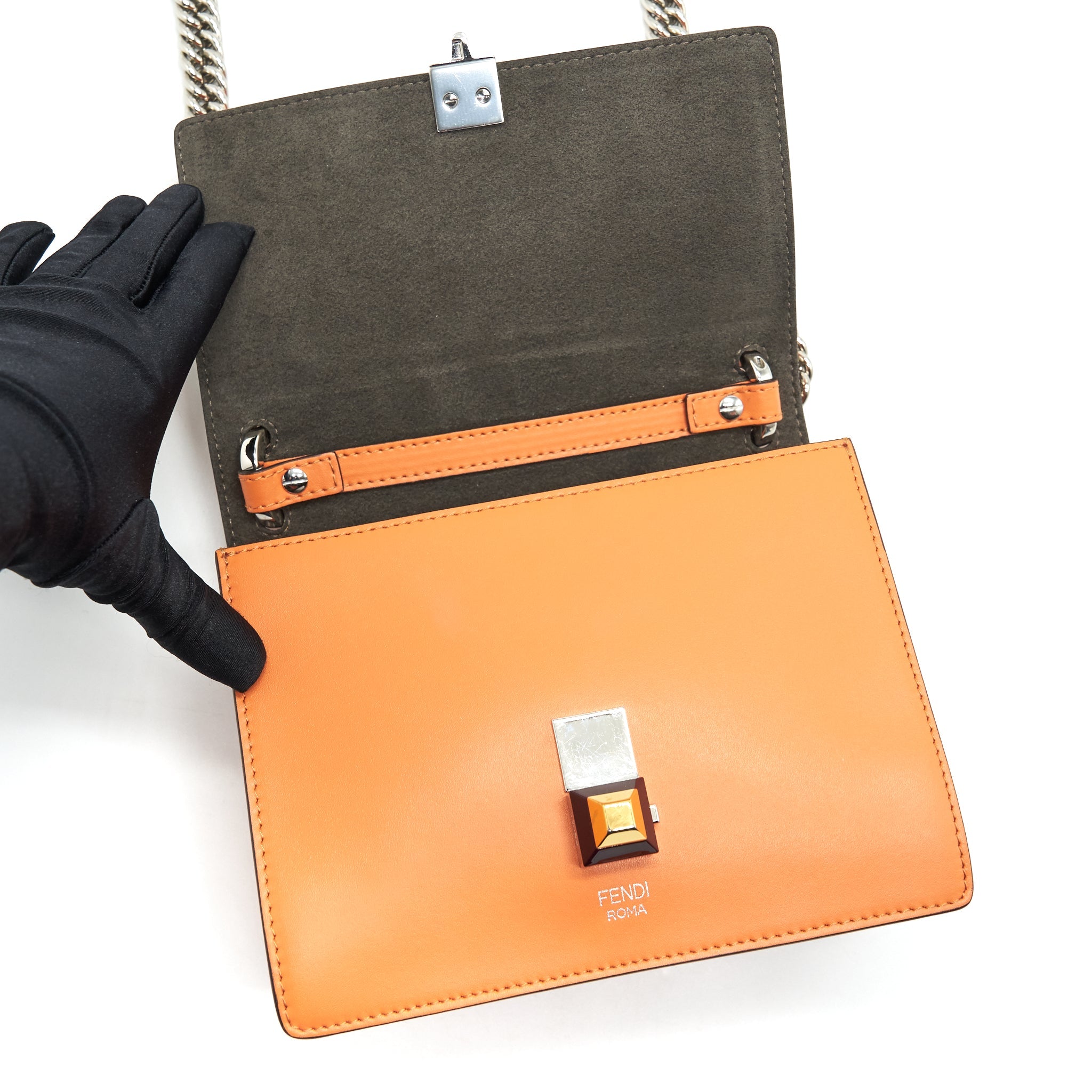 FENDI KAN I SMALL SHOULDER BAG ORANGE
