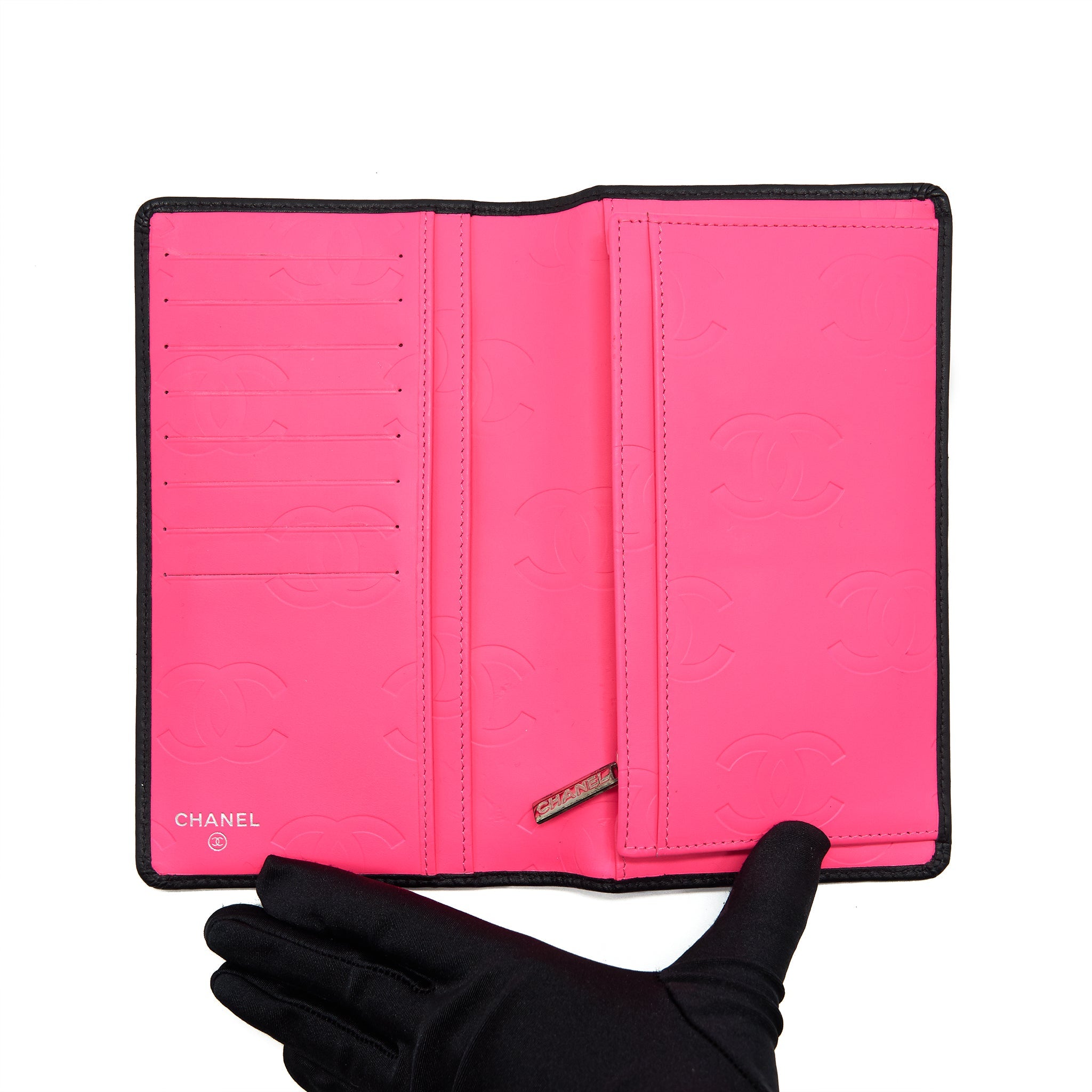 CHANEL CAMBON LINE BIFOLD LONG WALLET BLACK