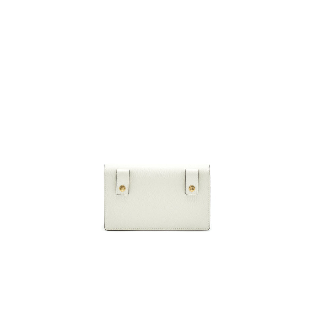 DIOR GRAINED CALFSKIN SADDLE BELT POUCHE WHITE GHW