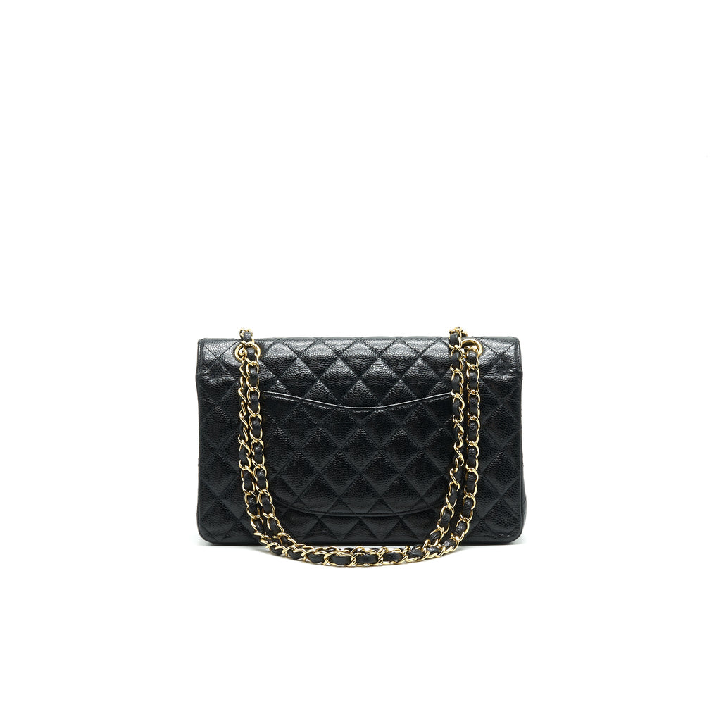 CHANEL MEDIUM CLASSIC DOUBLE FLAP BAG CAVIAR BLACK GHW SERIAL16