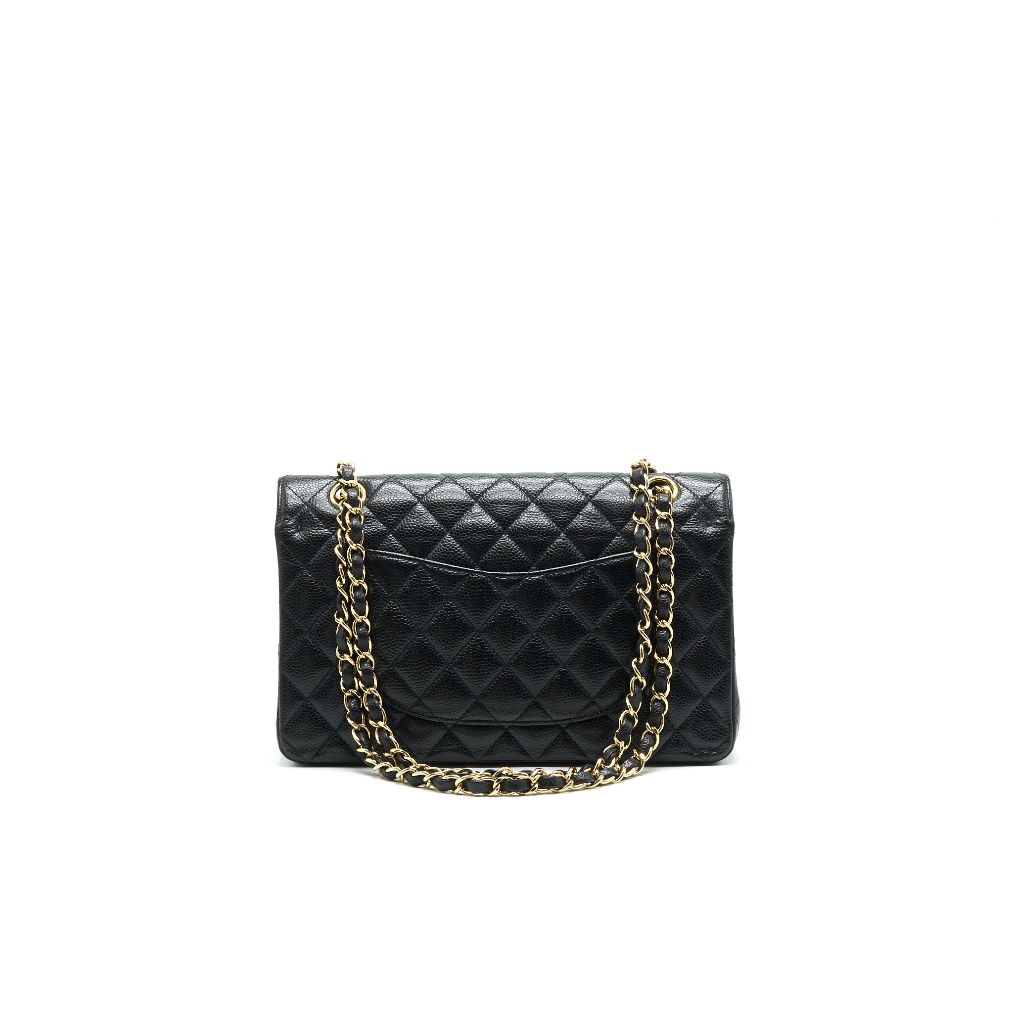 CHANEL MEDIUM CLASSIC DOUBLE FLAP BAG CAVIAR BLACK GHW SERIAL16