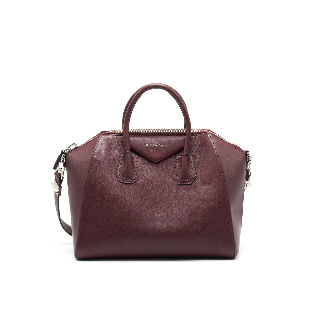 GIVENCHY ANTIGONA MEDIUM BURGUNDY TRAINED LEATHER HANDBAG