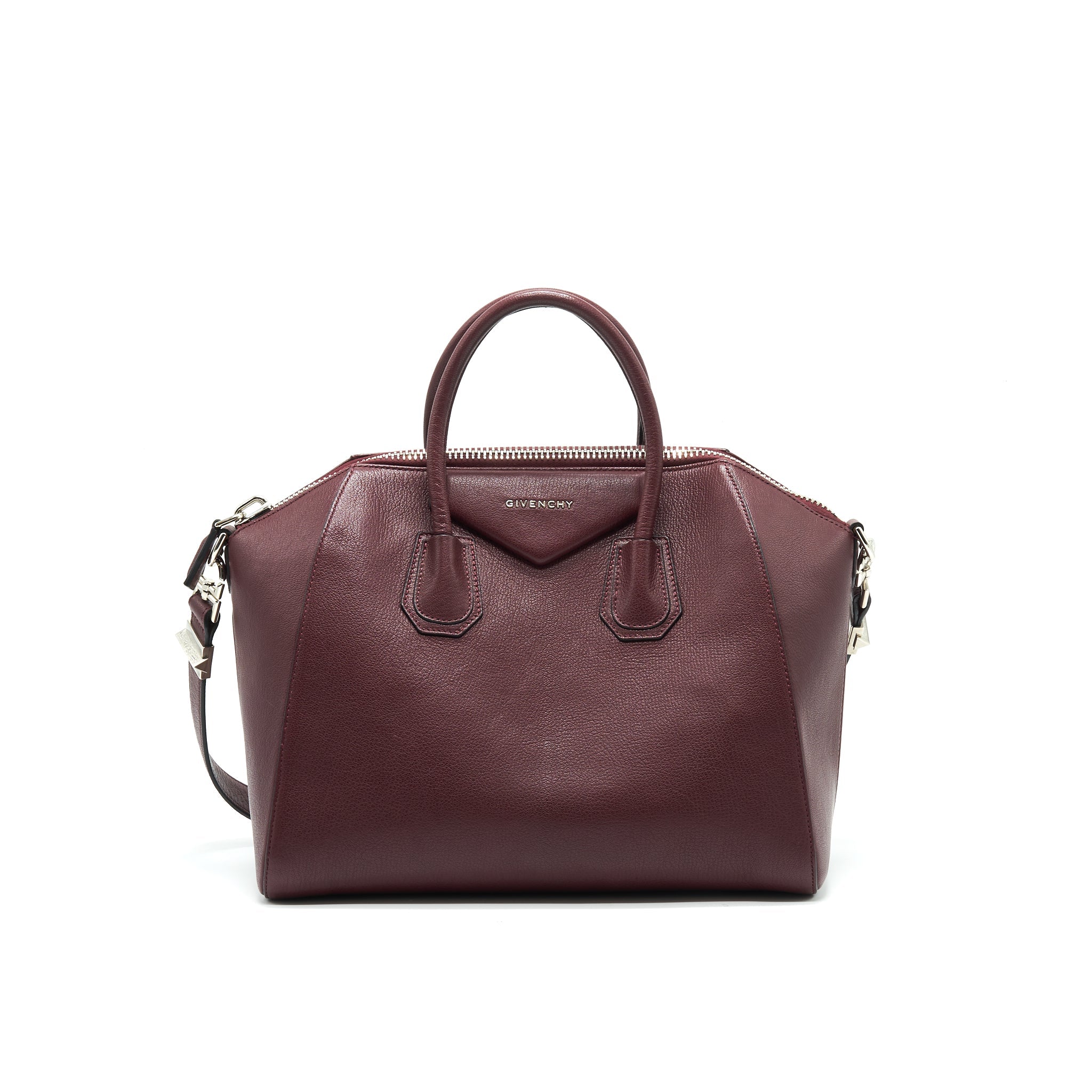 GIVENCHY ANTIGONA MEDIUM BURGUNDY TRAINED LEATHER HANDBAG