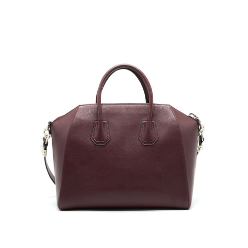 GIVENCHY ANTIGONA MEDIUM BURGUNDY TRAINED LEATHER HANDBAG
