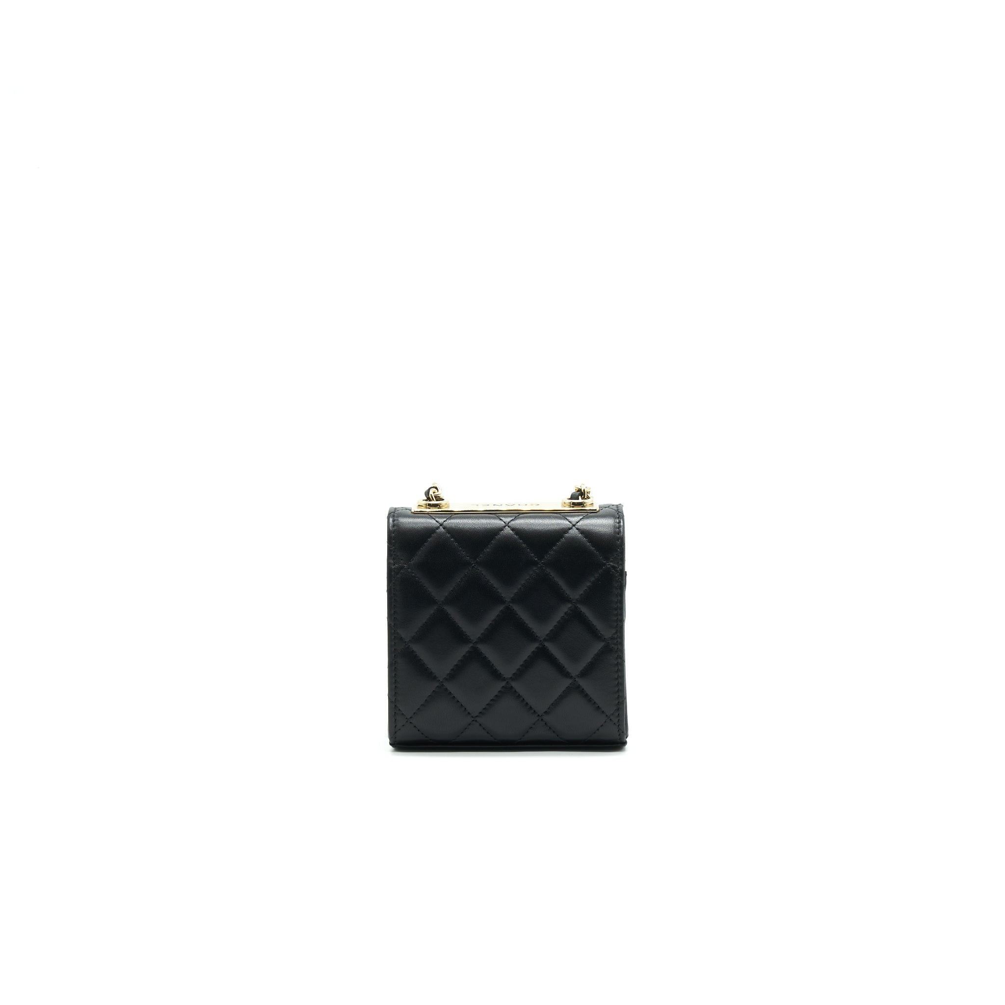 CHANEL LAMBSKIN QUILTED MINI TRENDY CC CHAIN WALLET BLACK