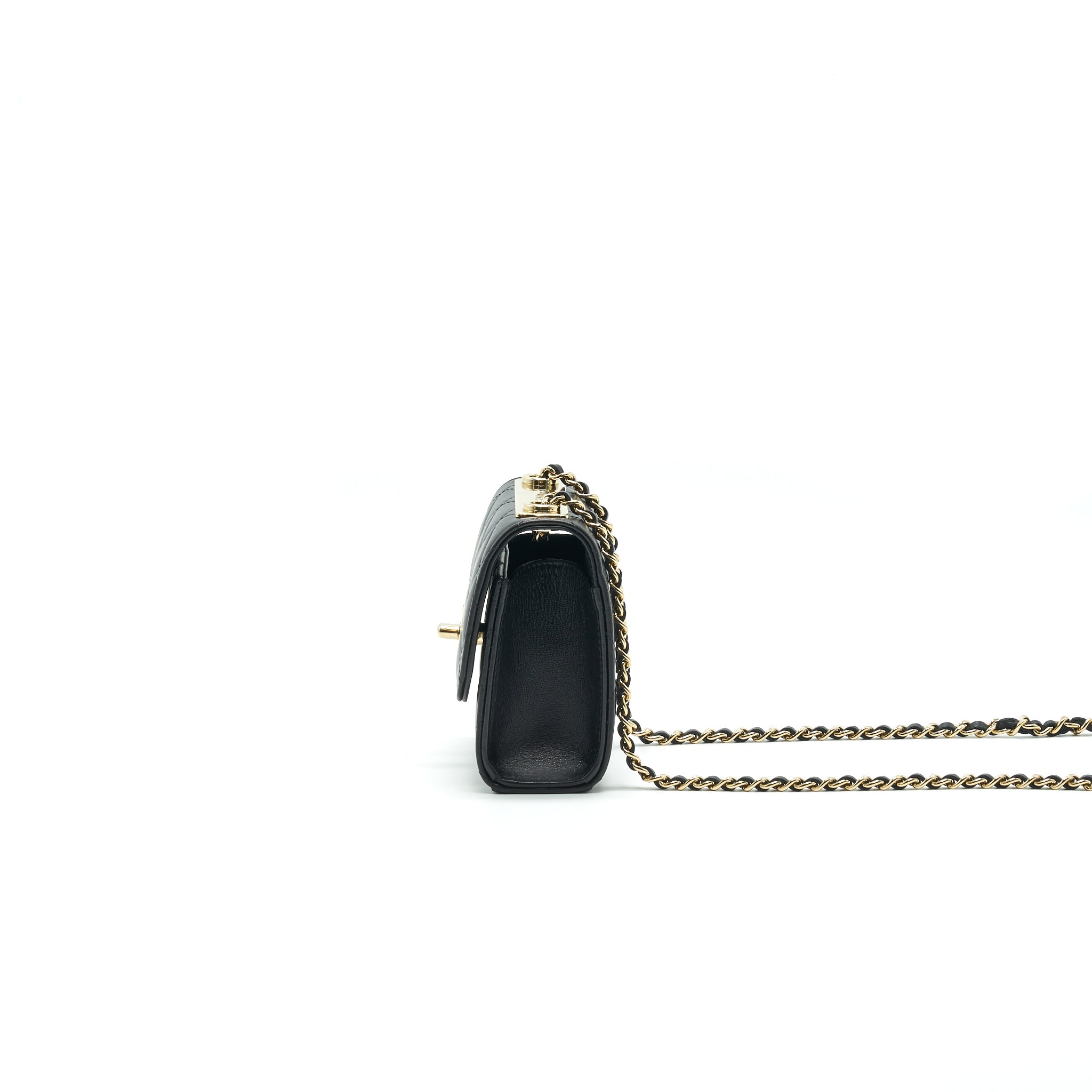 CHANEL LAMBSKIN QUILTED MINI TRENDY CC CHAIN WALLET BLACK