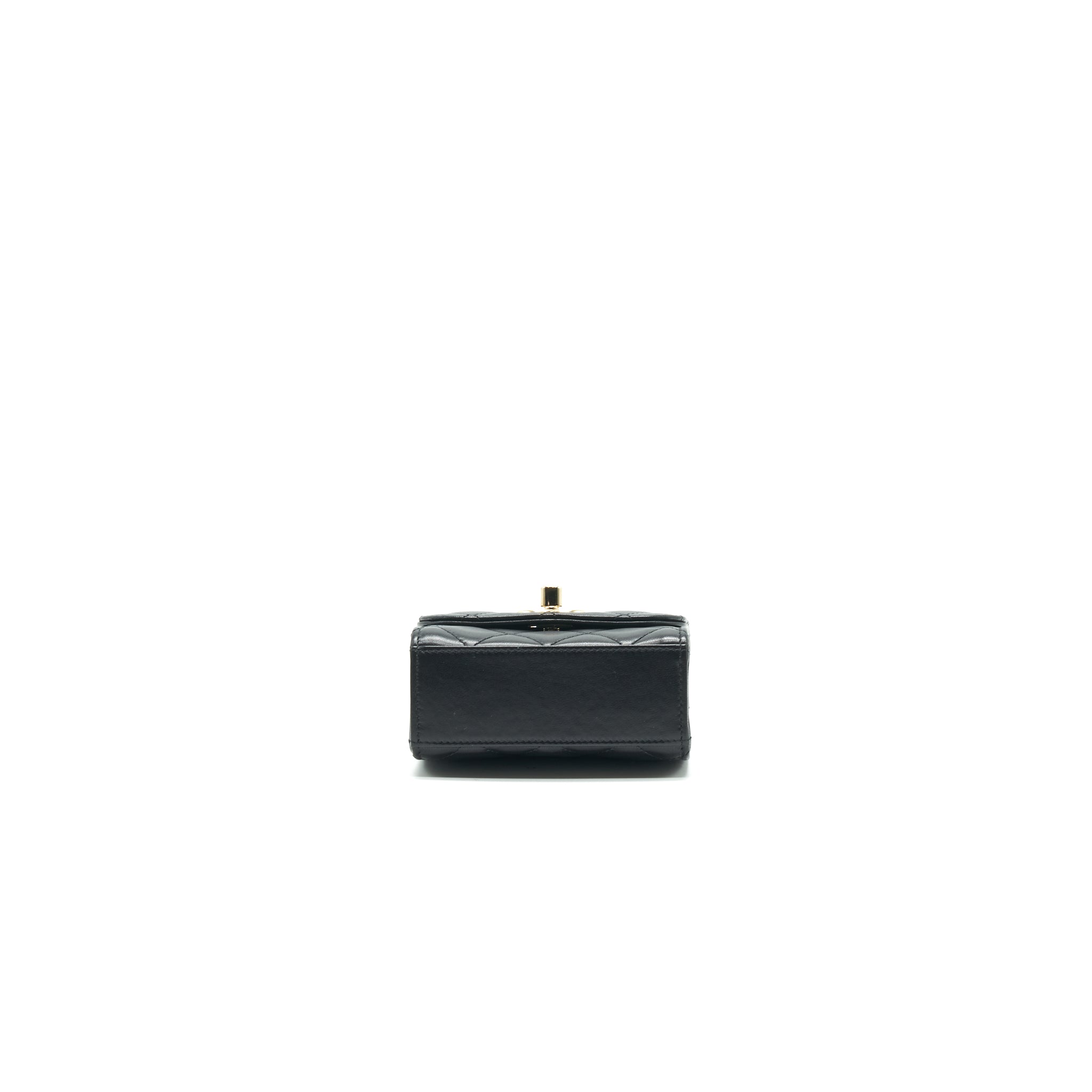 CHANEL LAMBSKIN QUILTED MINI TRENDY CC CHAIN WALLET BLACK
