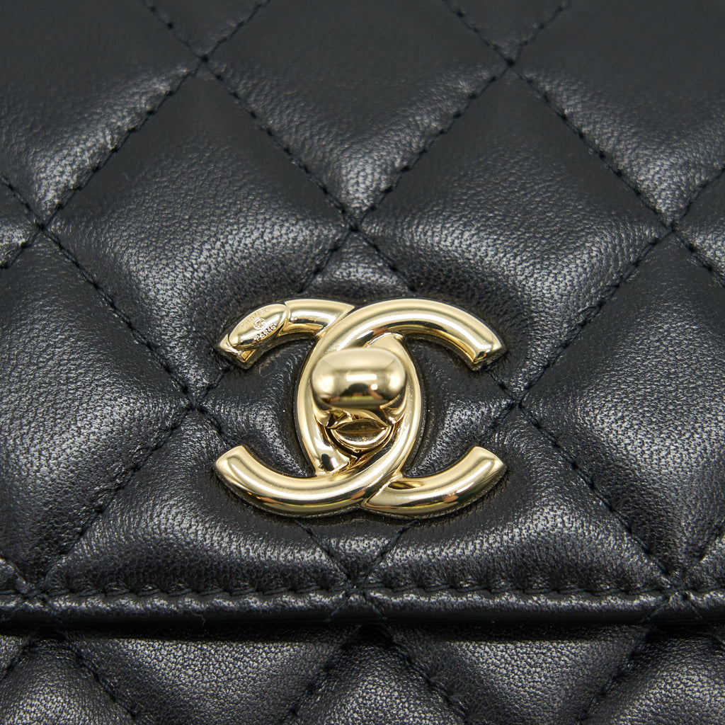 CHANEL LAMBSKIN QUILTED MINI TRENDY CC CHAIN WALLET BLACK
