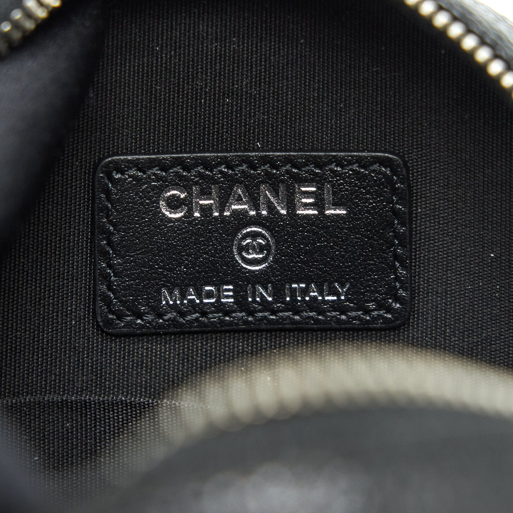 CHANEL CAMELLIA ROUND CLUTCH WITH CHAIN BLACK