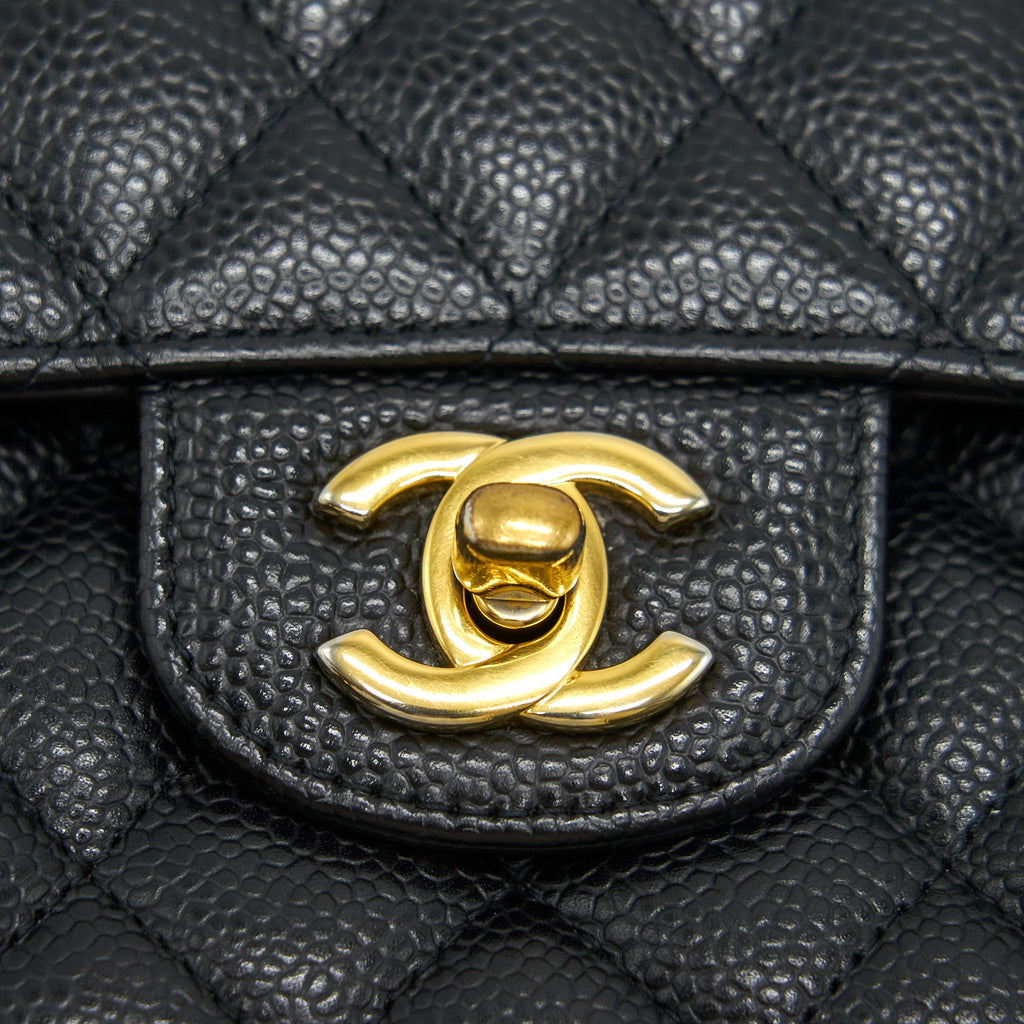 CHANEL MEDIUM CLASSIC DOUBLE FLAP BAG CAVIAR BLACK GHW SERIAL16