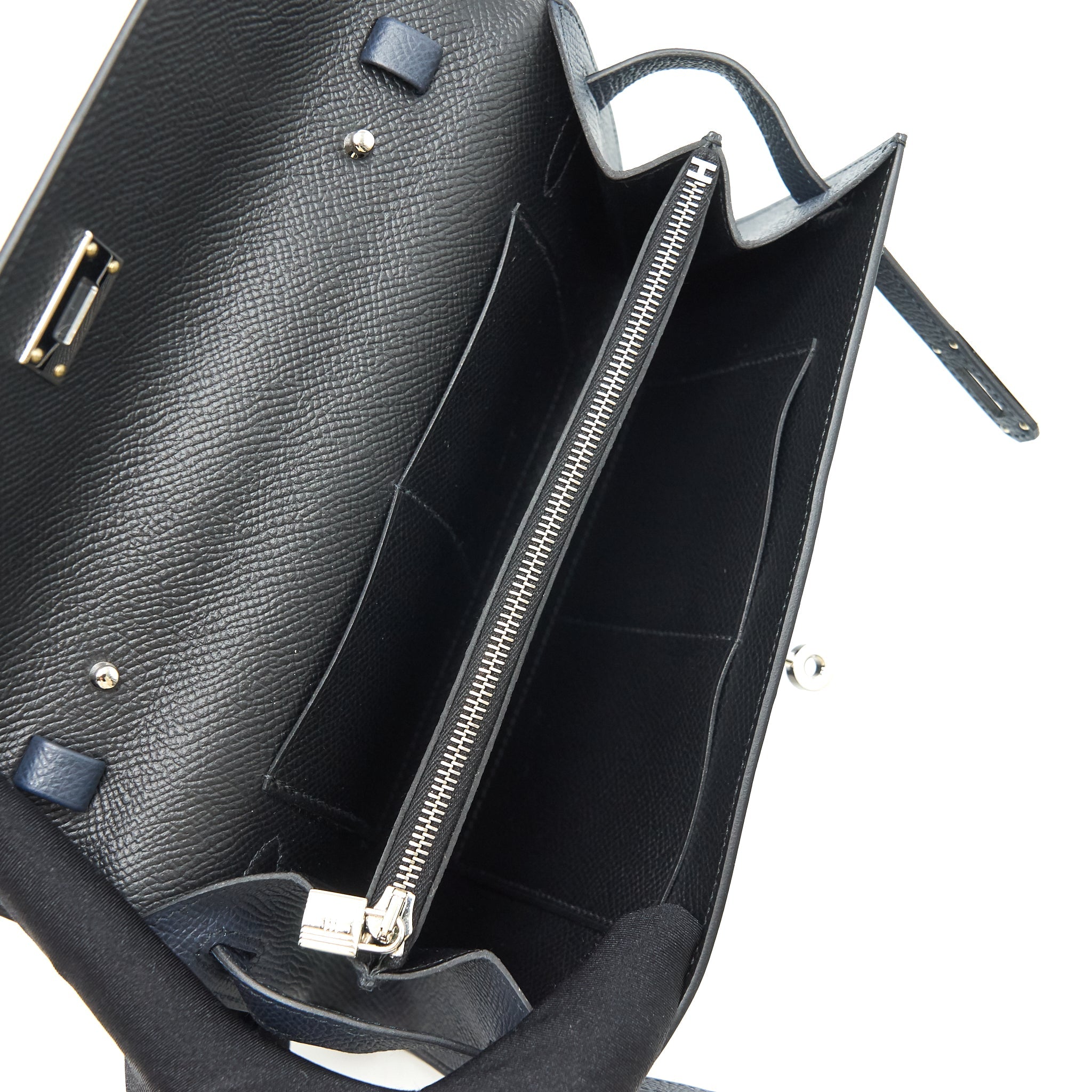 HERMES CLASSIC KELLY TO GO BLUE NUIT/ BLACK SHW