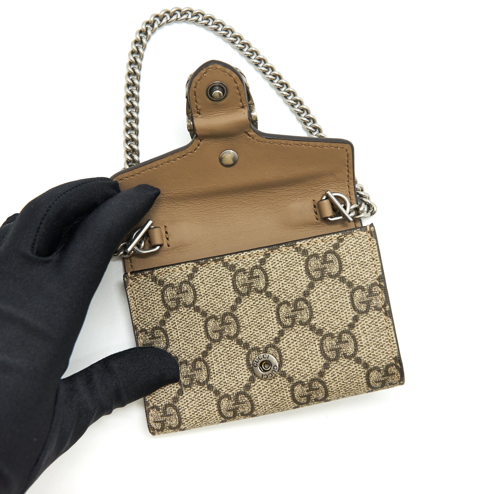 GUCCI DIONYSUS CARD HOLDER WITH CHAIN