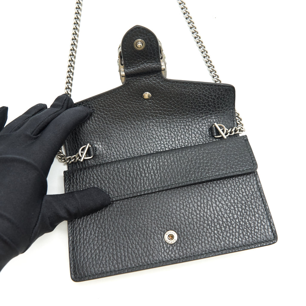 GUCCI DIONYSUS LEATHER SUPER MINI BAG BLACK