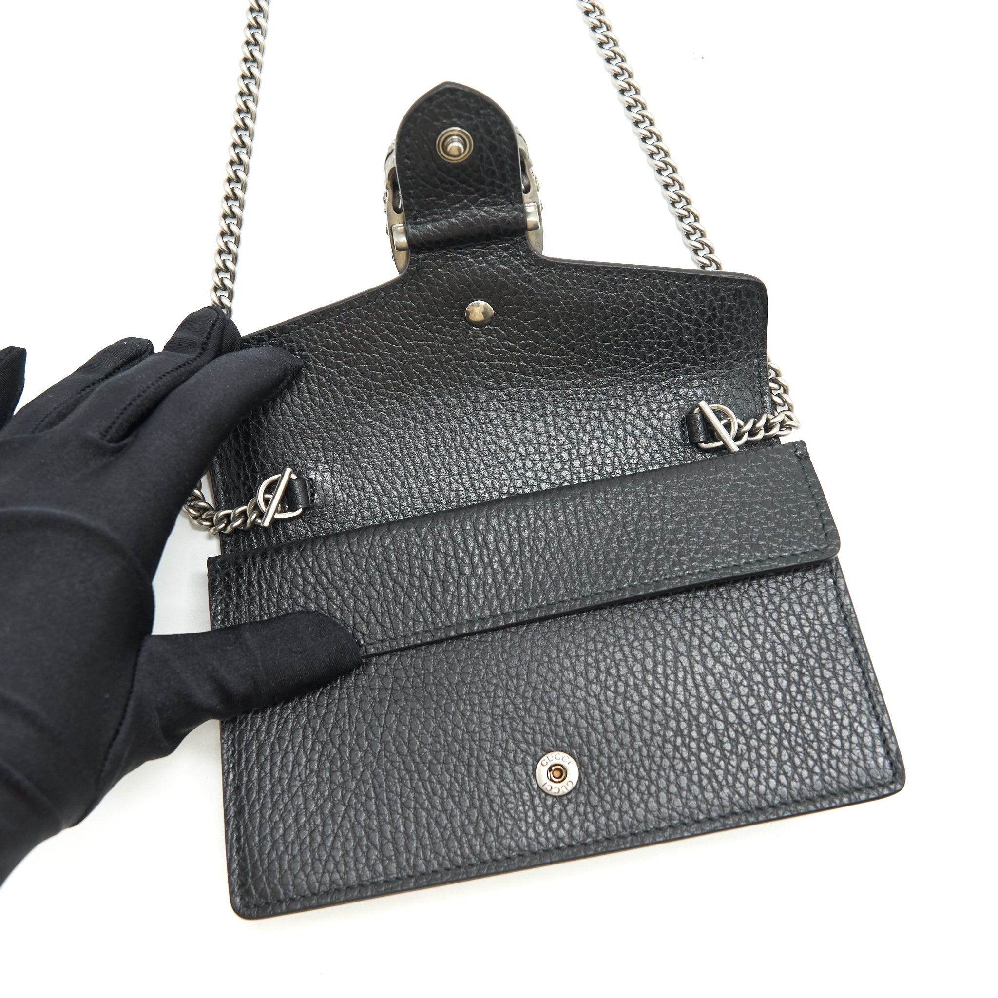 GUCCI DIONYSUS LEATHER SUPER MINI BAG BLACK